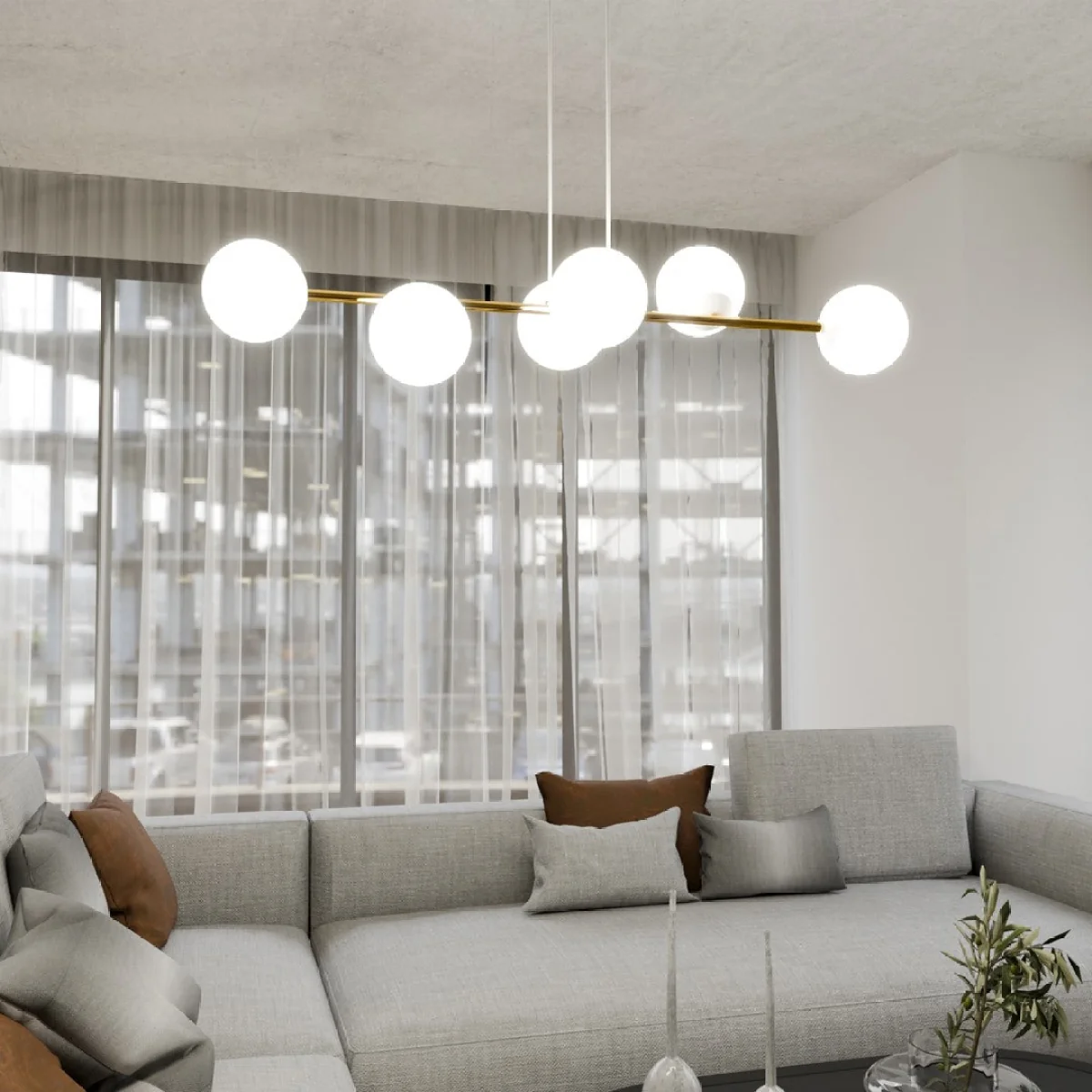 Gravity 6 Light Liner Pendant White & Gold – image 7