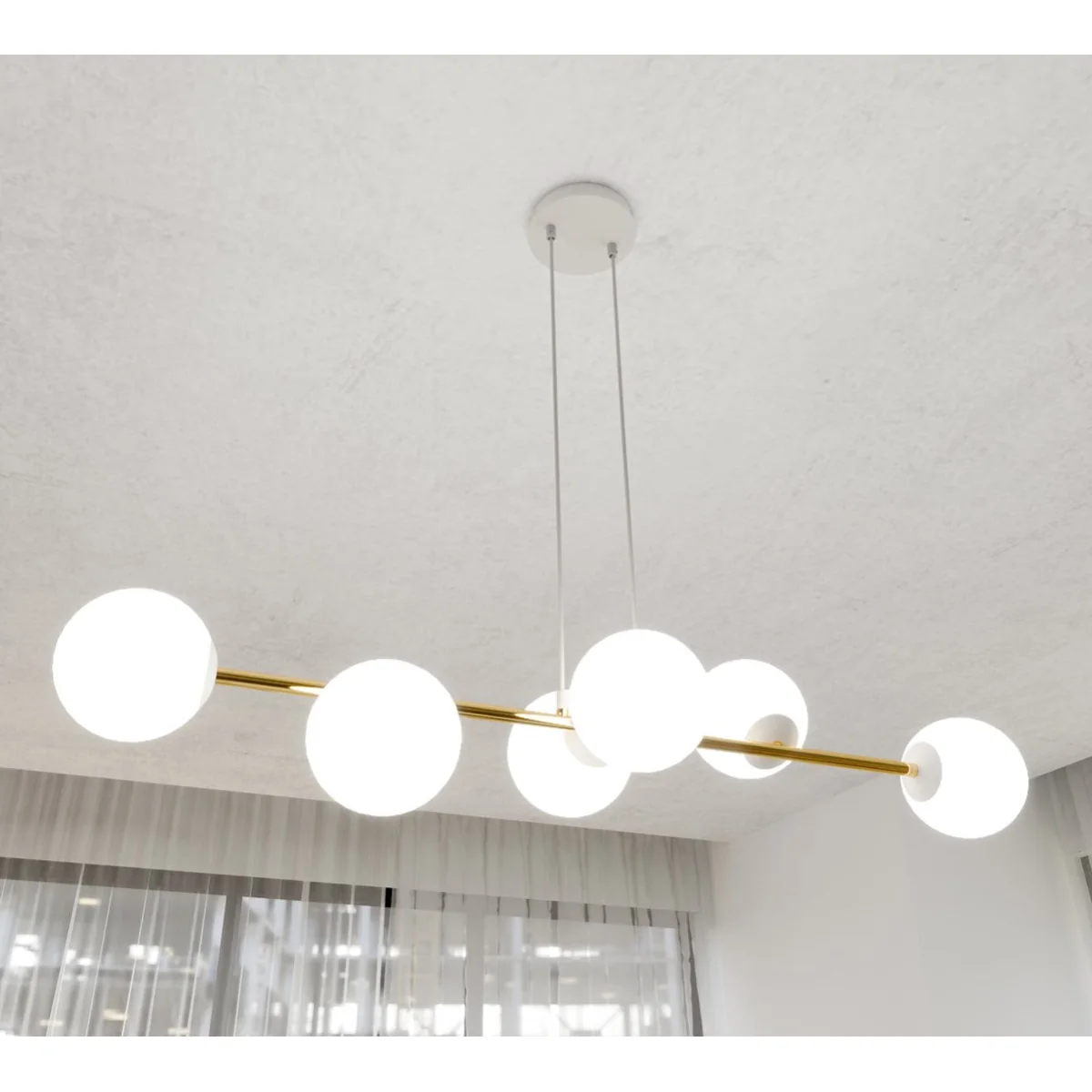 Gravity 6 Light Liner Pendant White & Gold – image 9