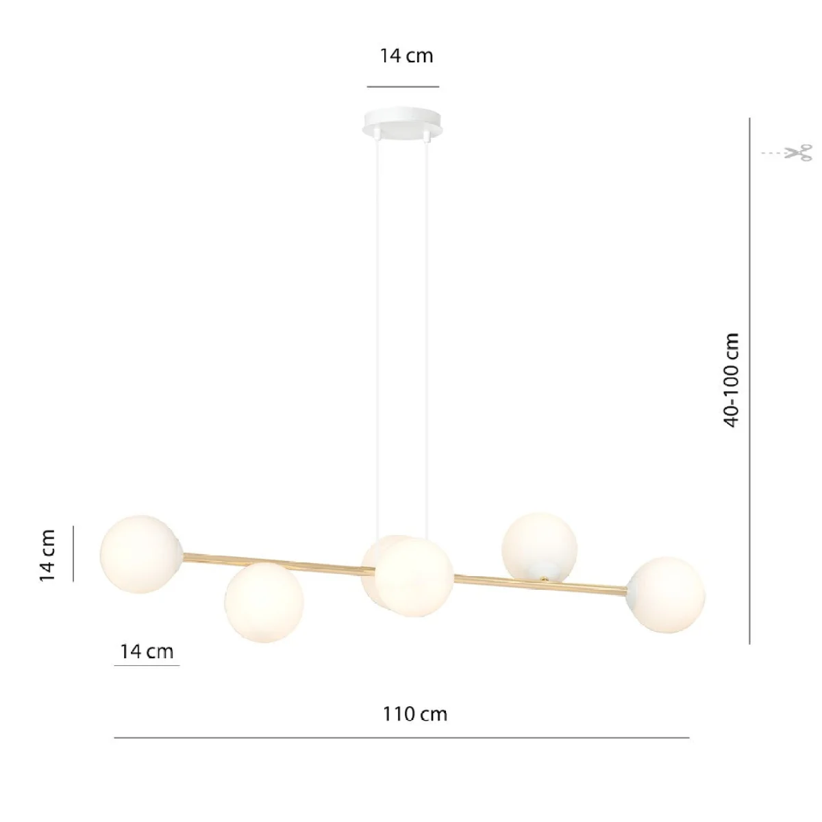 Gravity 6 Light Liner Pendant White & Gold – image 10
