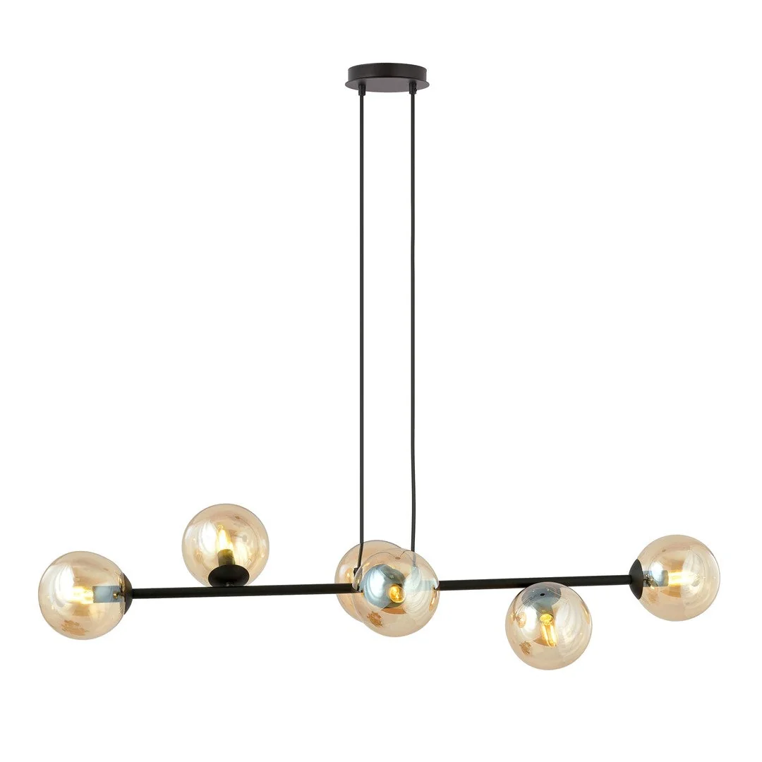Rossi 6 Light Pendant Black & Amber – image 2