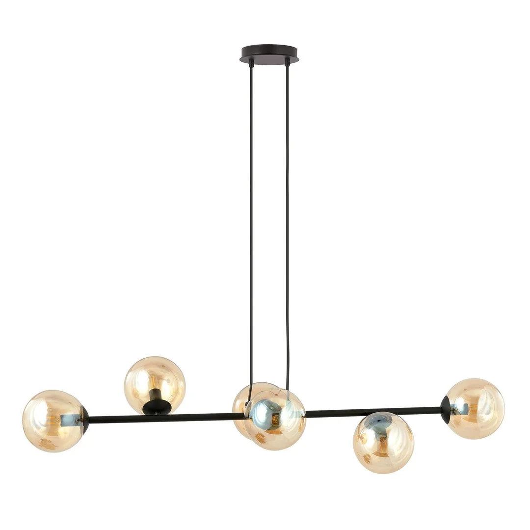 Rossi 6 Light Pendant Black & Amber – image 3