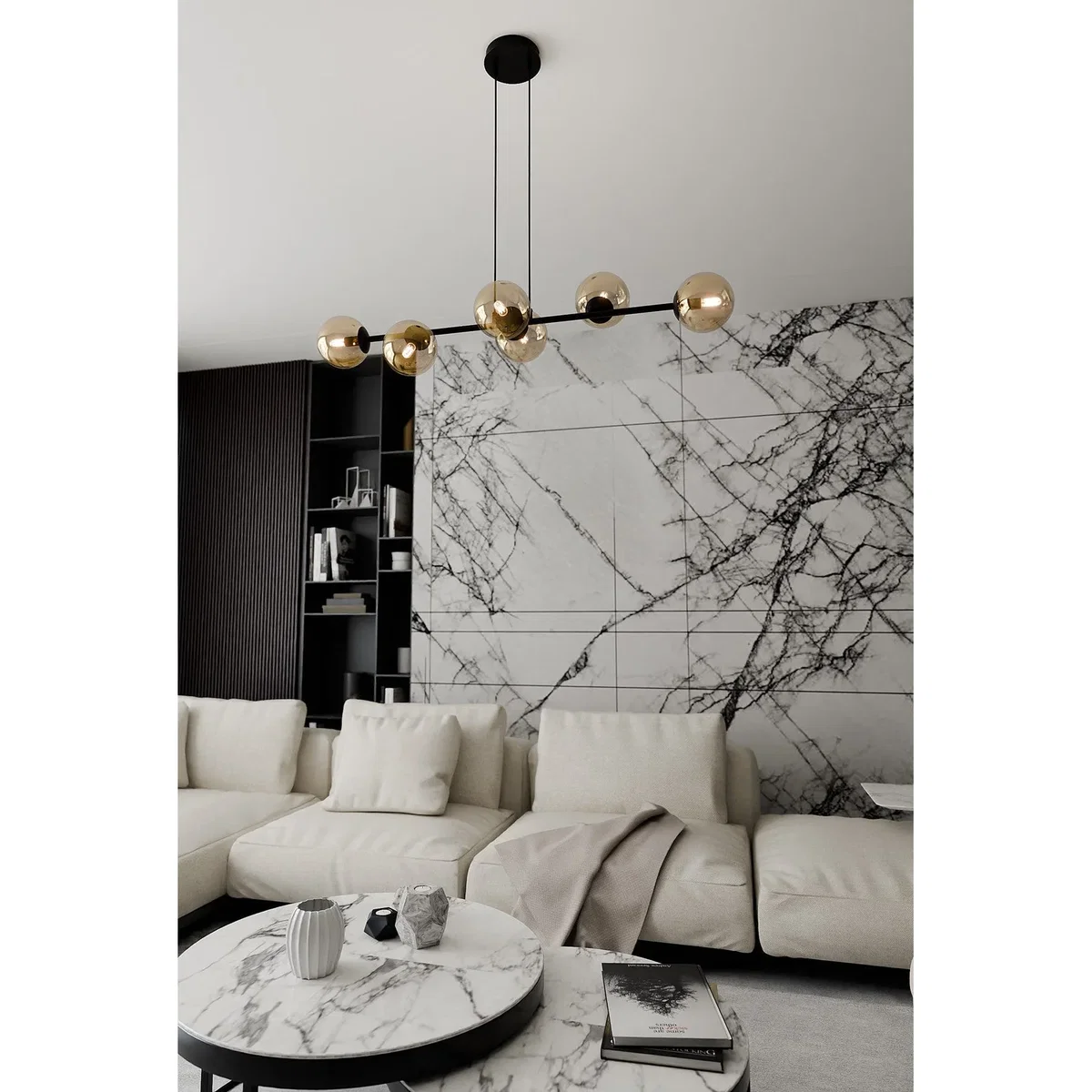 Rossi 6 Light Pendant Black & Amber – image 4