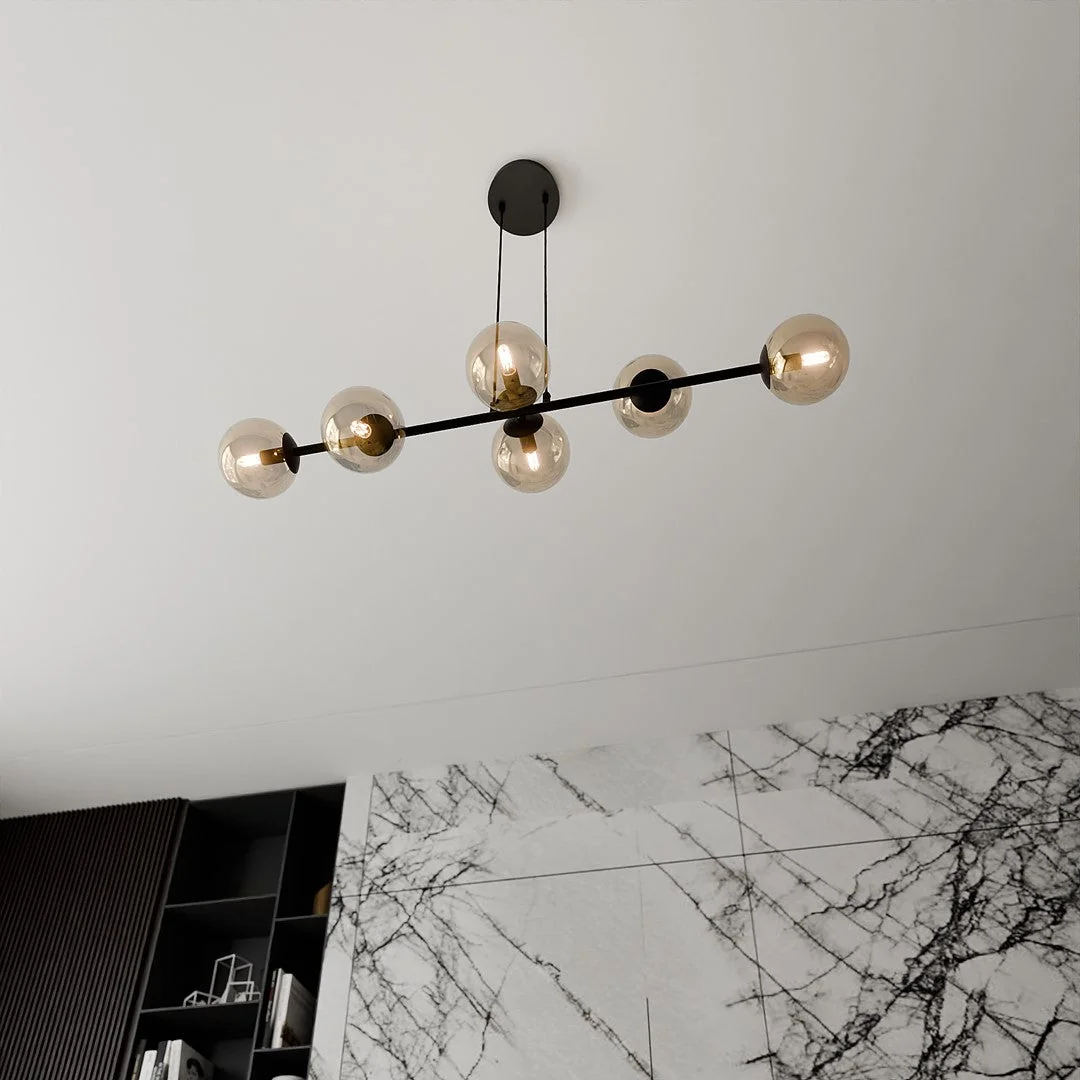 Rossi 6 Light Pendant Black & Amber – image 5