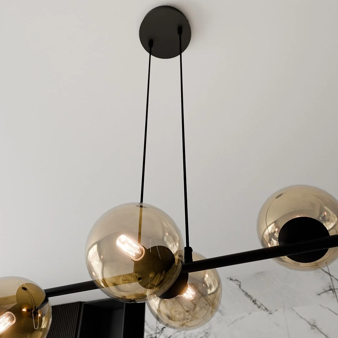 Rossi 6 Light Pendant Black & Amber – image 6