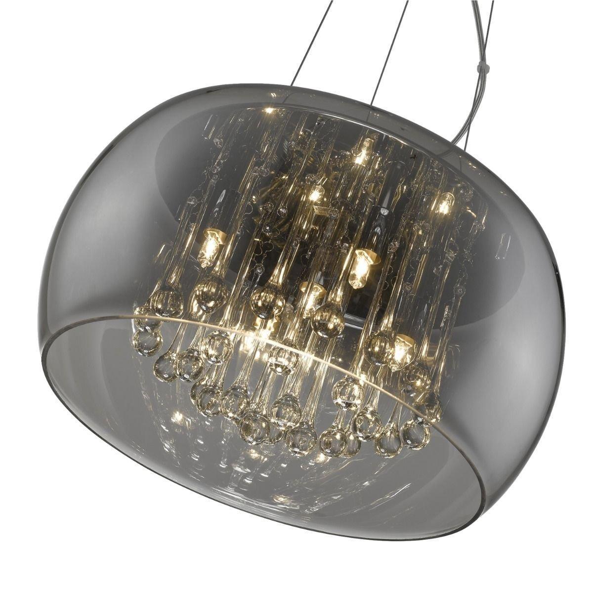 Rizza 5 Light Smoked Glass & Crystal Ceiling Pendant – image 2