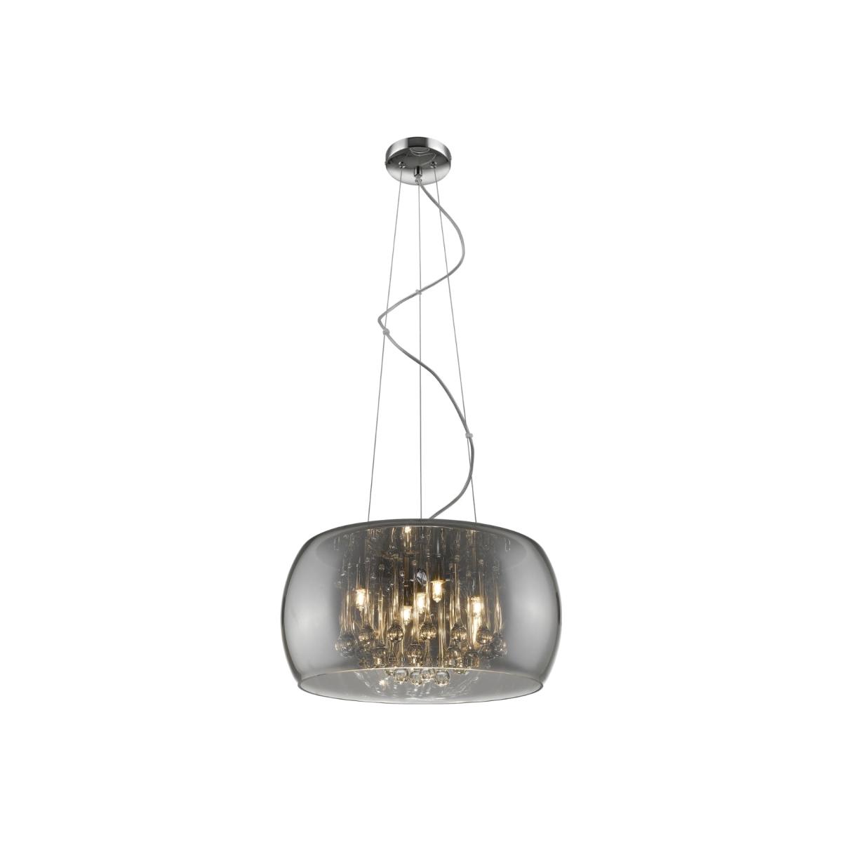 Rizza 5 Light Smoked Glass & Crystal Ceiling Pendant – image 1