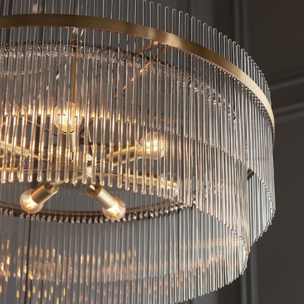 Marietta 7 Light Antique Brass & Glass Pendant Ceiling Light – image 4
