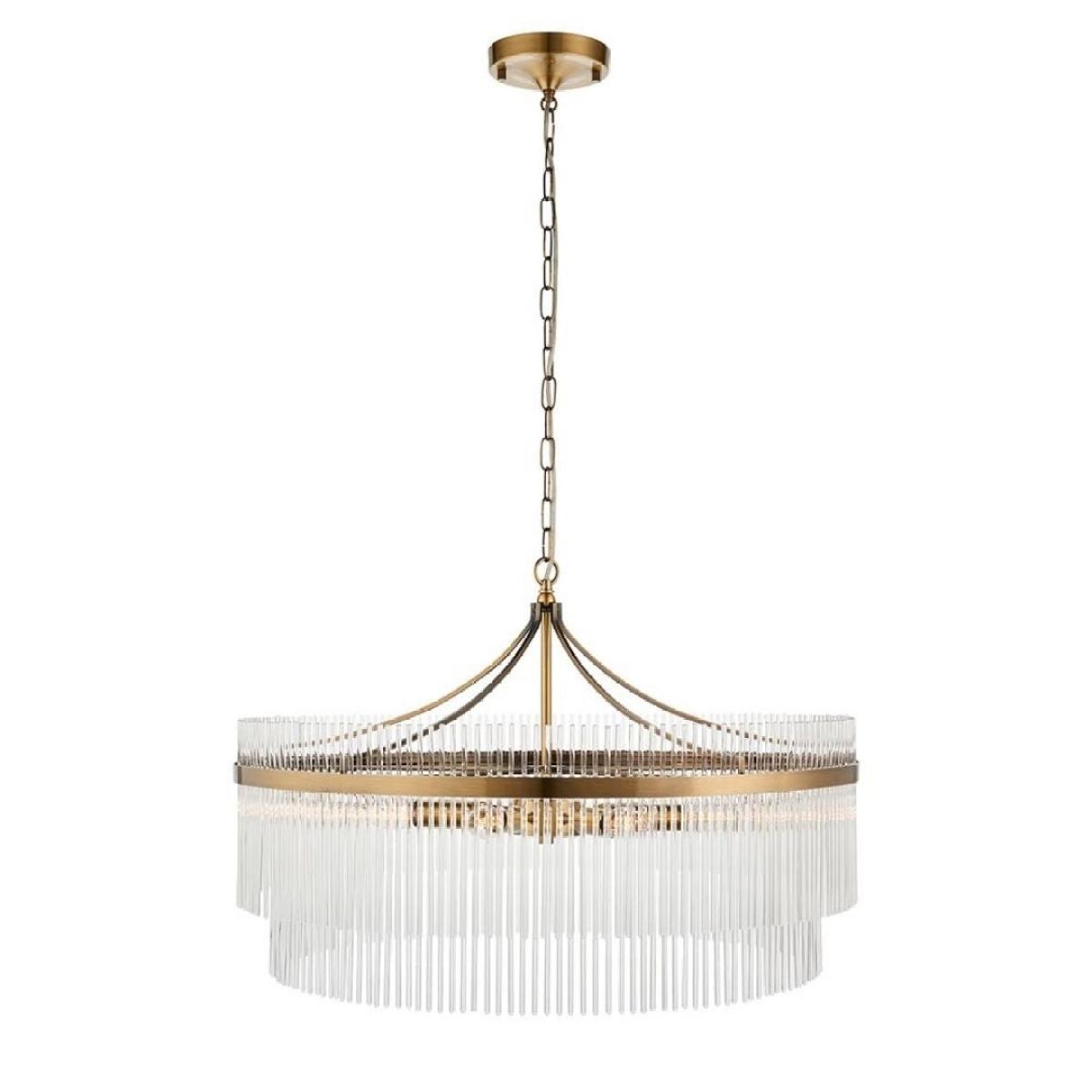 Marietta 7 Light Antique Brass & Glass Pendant Ceiling Light – image 6
