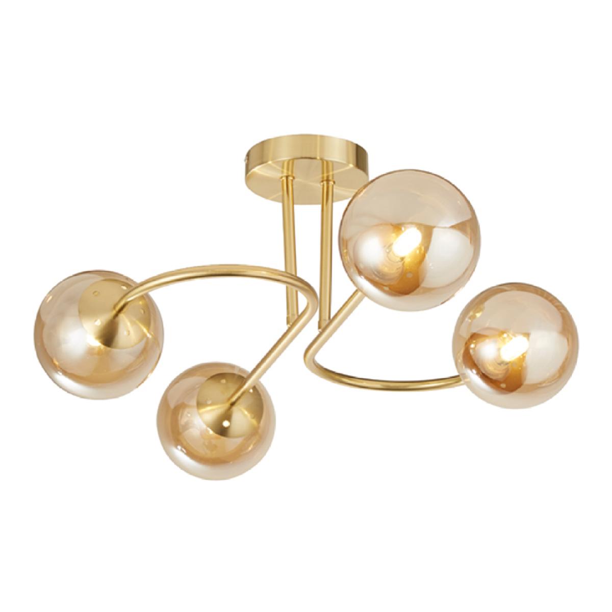Hibben Gold Brass & Champagne Glass Semi-Flush Ceiling Light – image 2