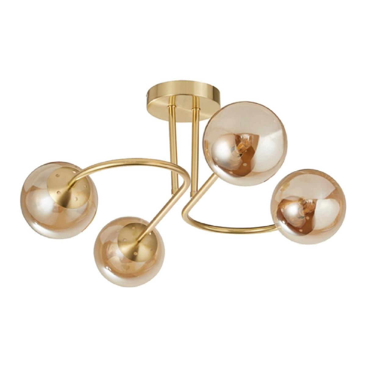 Hibben Gold Brass & Champagne Glass Semi-Flush Ceiling Light – image 3