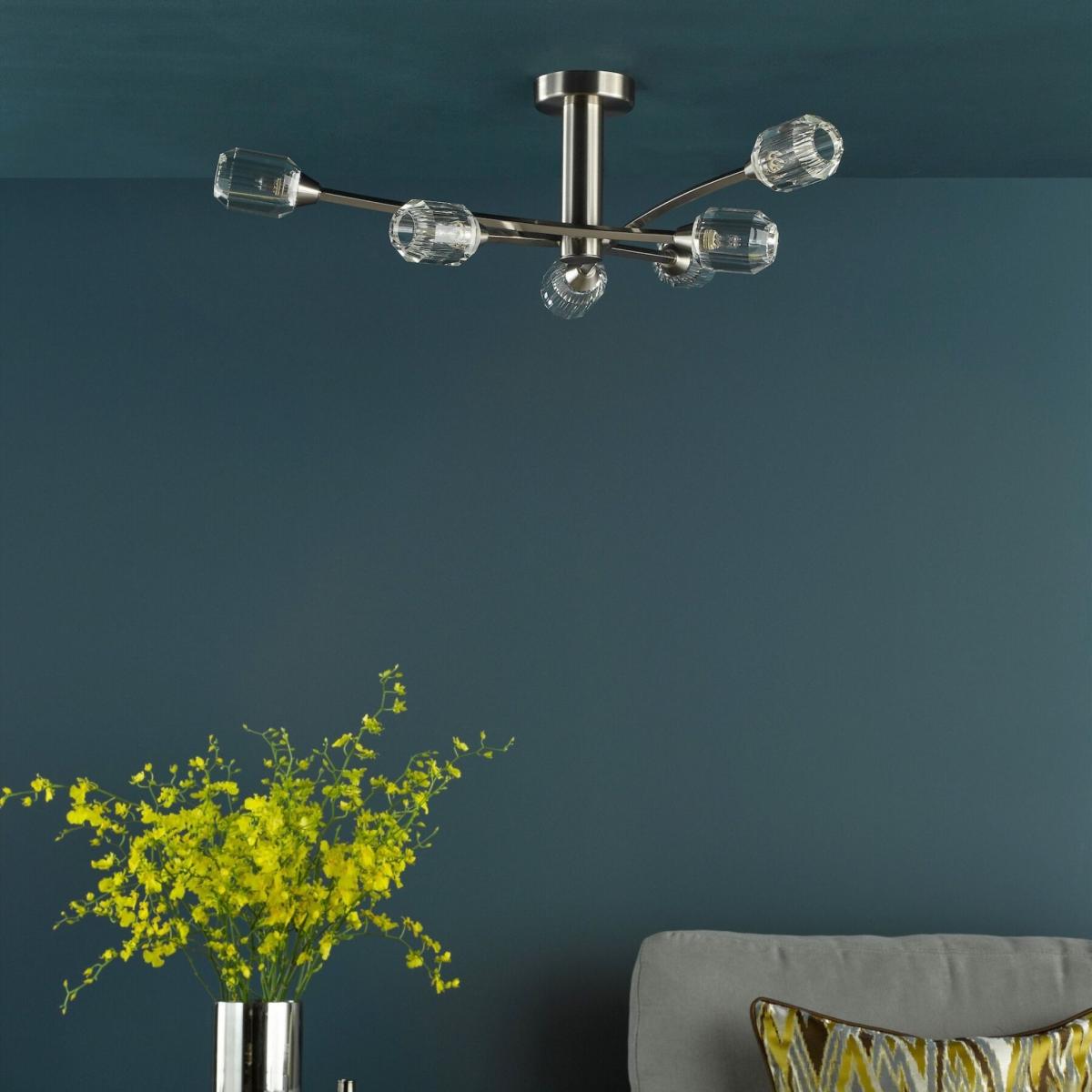 Zonda 6 Light Brushed Nickel Semi Flush Ceiling Light – image 2
