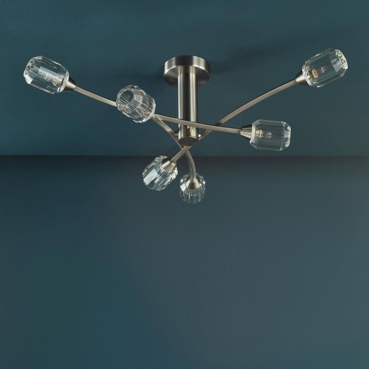 Zonda 6 Light Brushed Nickel Semi Flush Ceiling Light – image 4