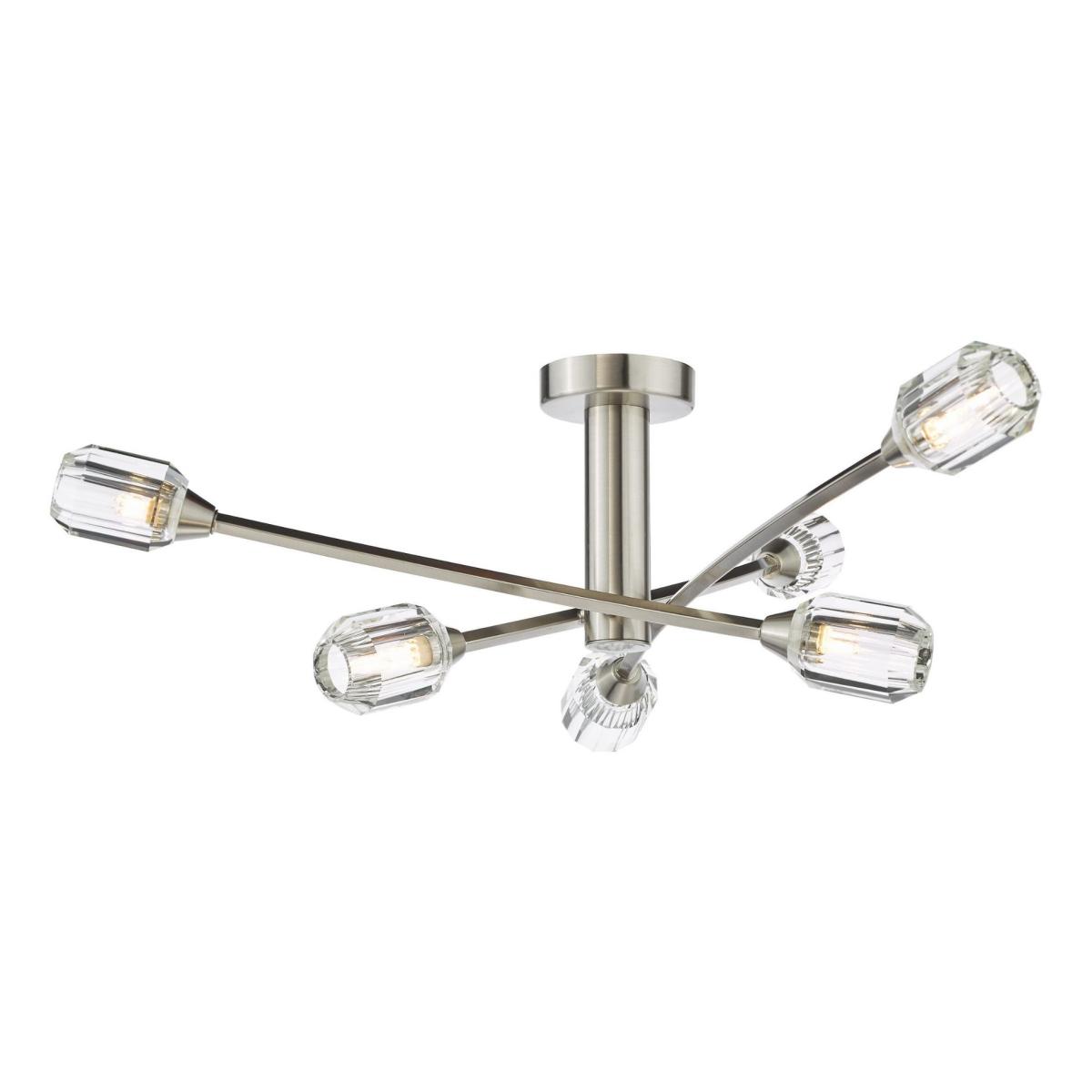 Zonda 6 Light Brushed Nickel Semi Flush Ceiling Light – image 5
