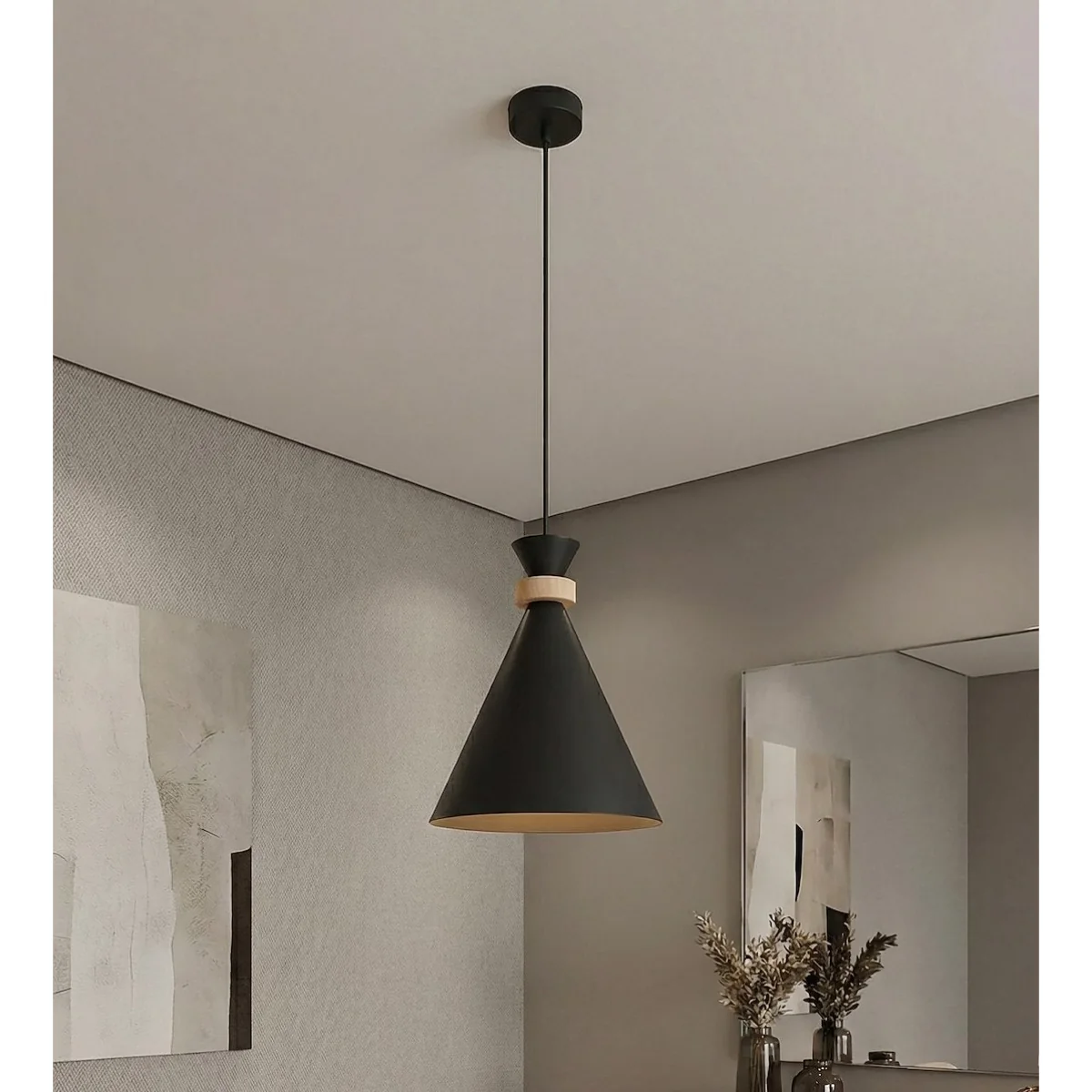 Zero 1 Light Pendant Black – image 4