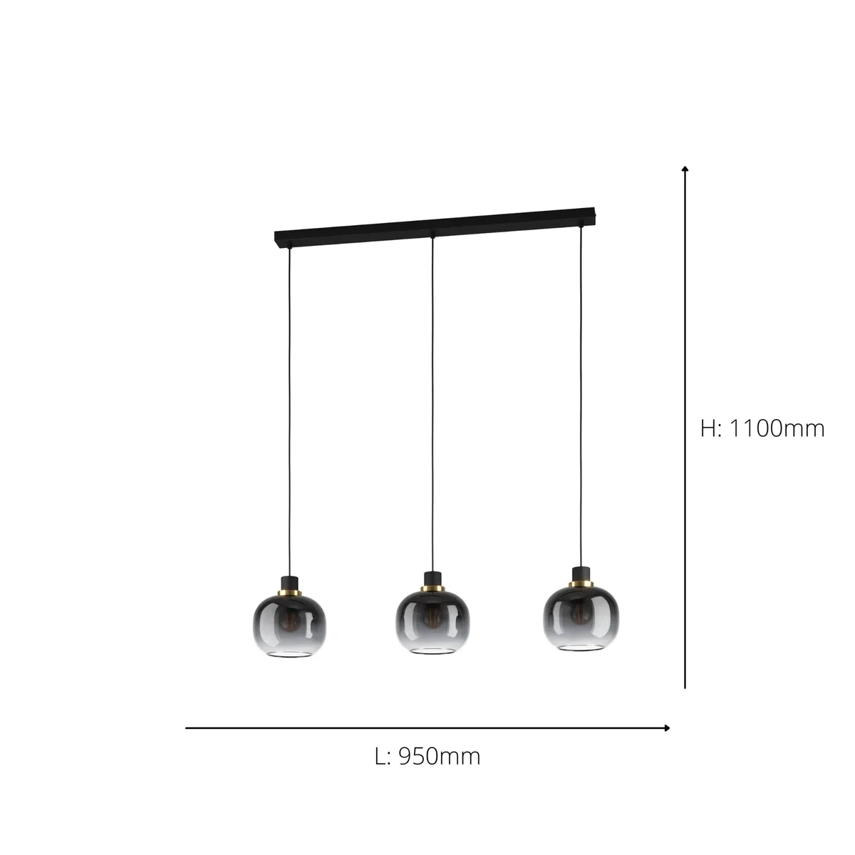 Oilella 3-Light Black & Grey Ceiling Pendant – image 4