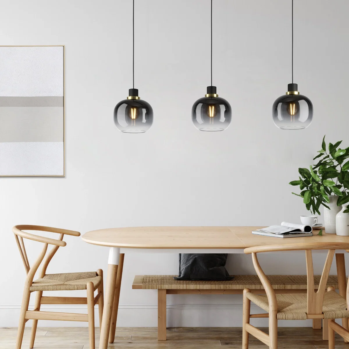 Oilella 3-Light Black & Grey Ceiling Pendant – image 1