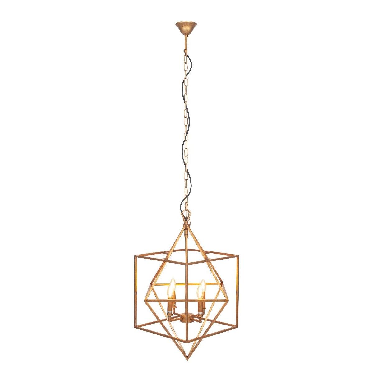 Sirius 4 Light Antique Gold Pendant Ceiling Light – image 3