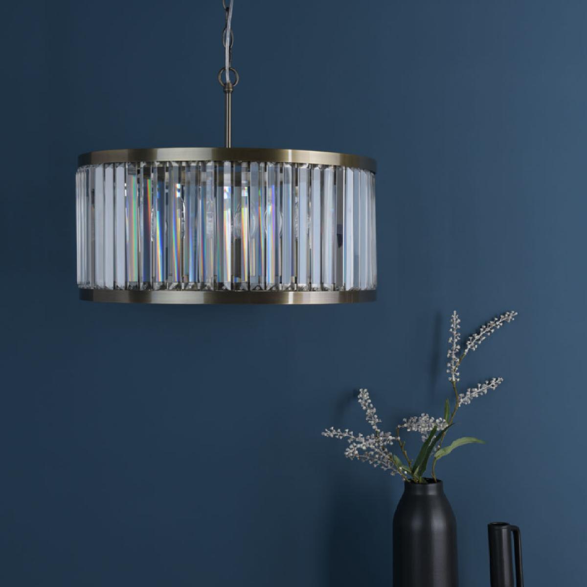 Isadora 5-Light Antique Brass and Glass Pendant – image 2