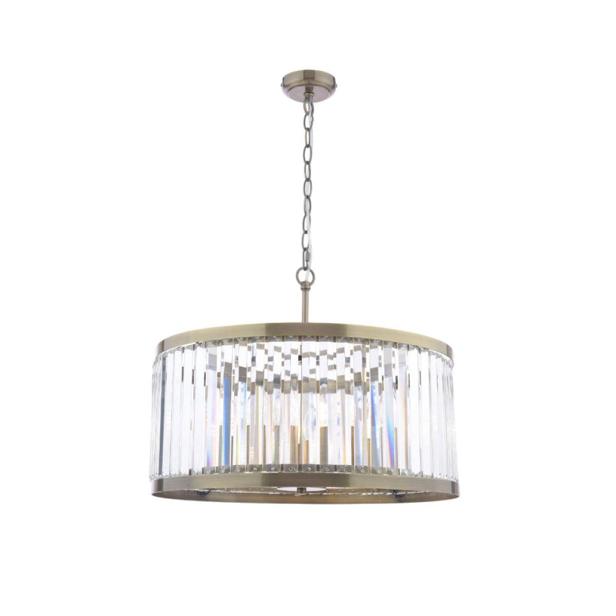 Isadora 5-Light Antique Brass and Glass Pendant – image 3