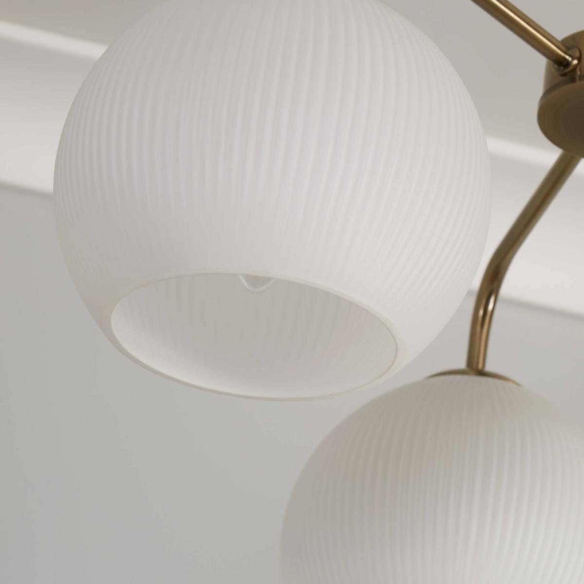 Hamblin 3 Light Antique Brass and Opal Glass Semi-Flush Ceiling Light – image 4