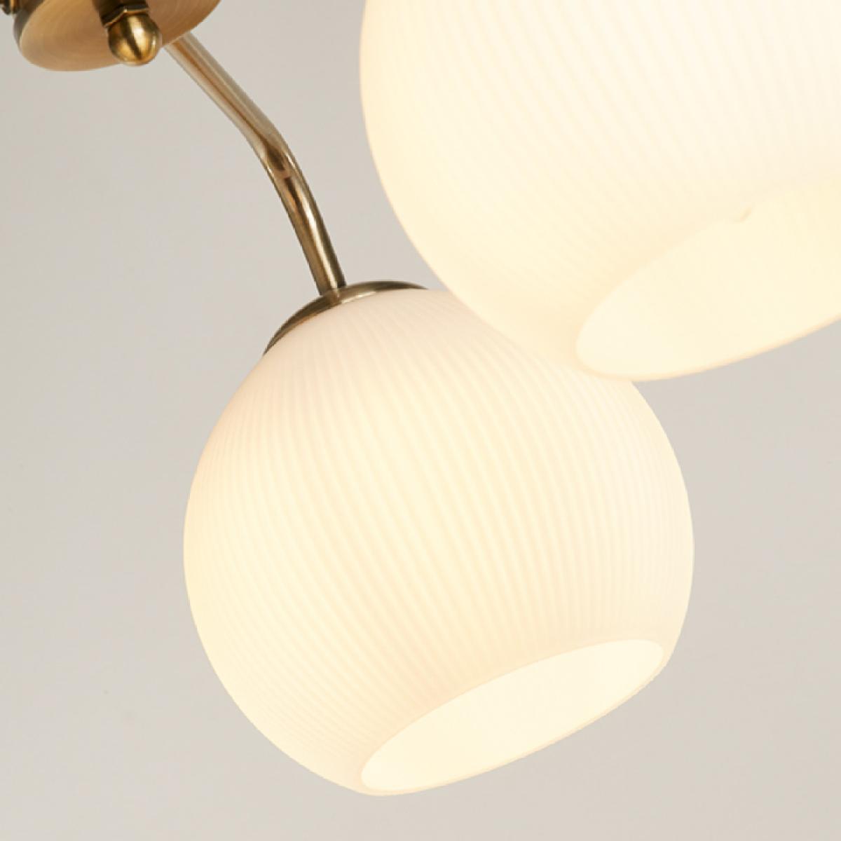 Hamblin 3 Light Antique Brass and Opal Glass Semi-Flush Ceiling Light – image 7