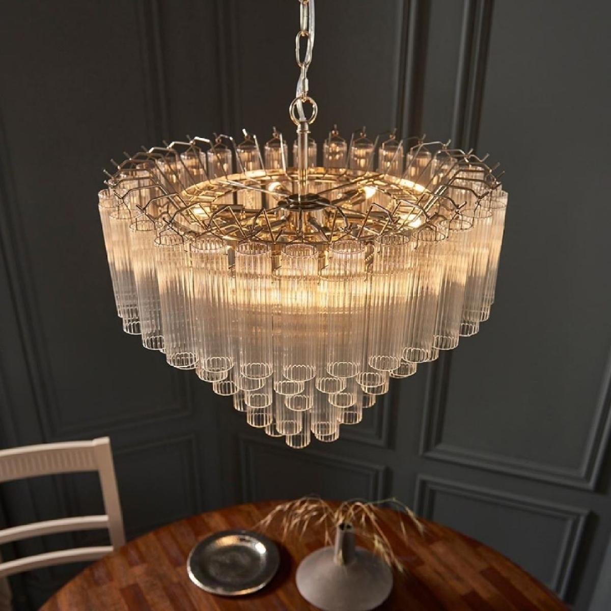 Toulouse 12-Light Silver and Glass Pendant Ceiling Light – image 4