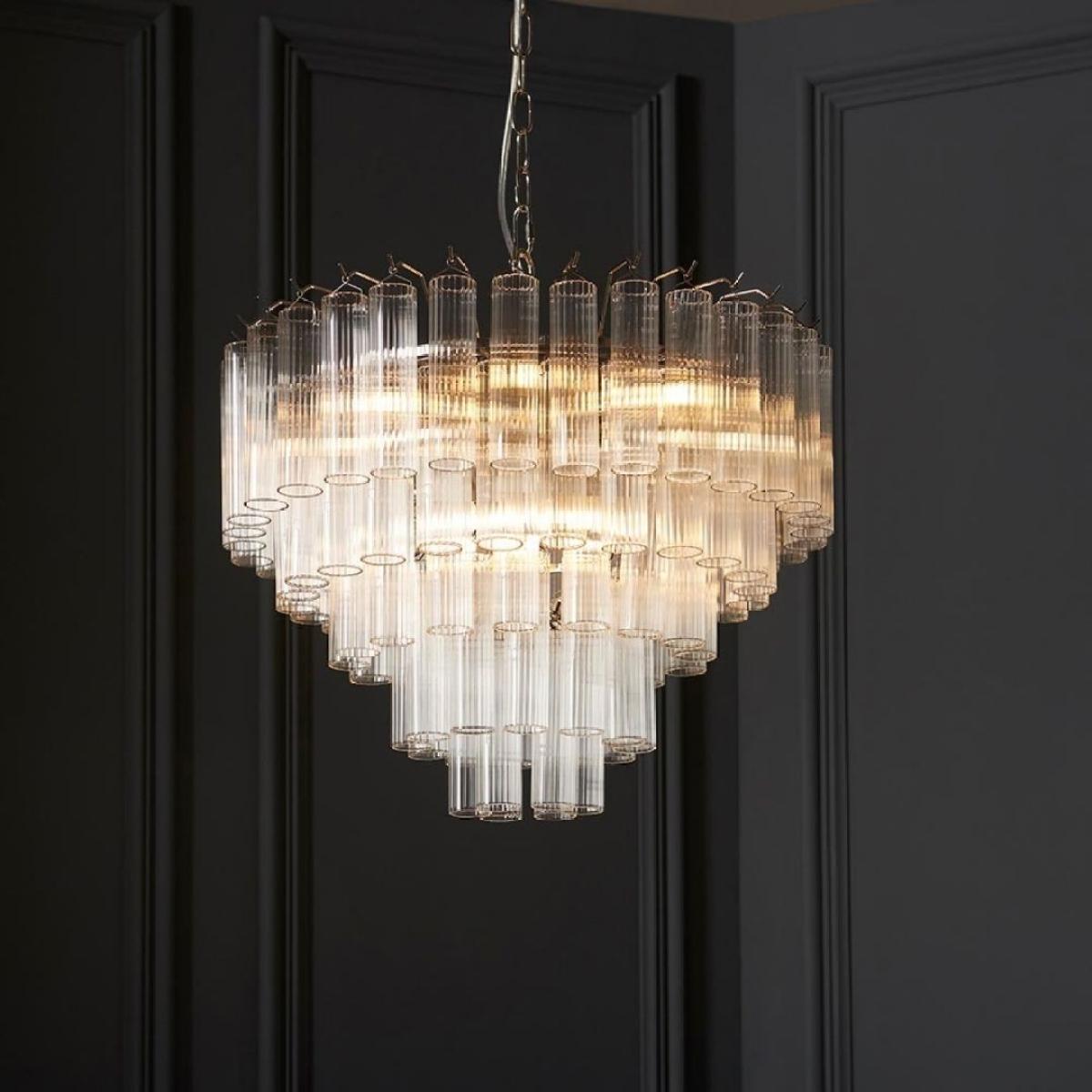 Toulouse 12-Light Silver and Glass Pendant Ceiling Light – image 1