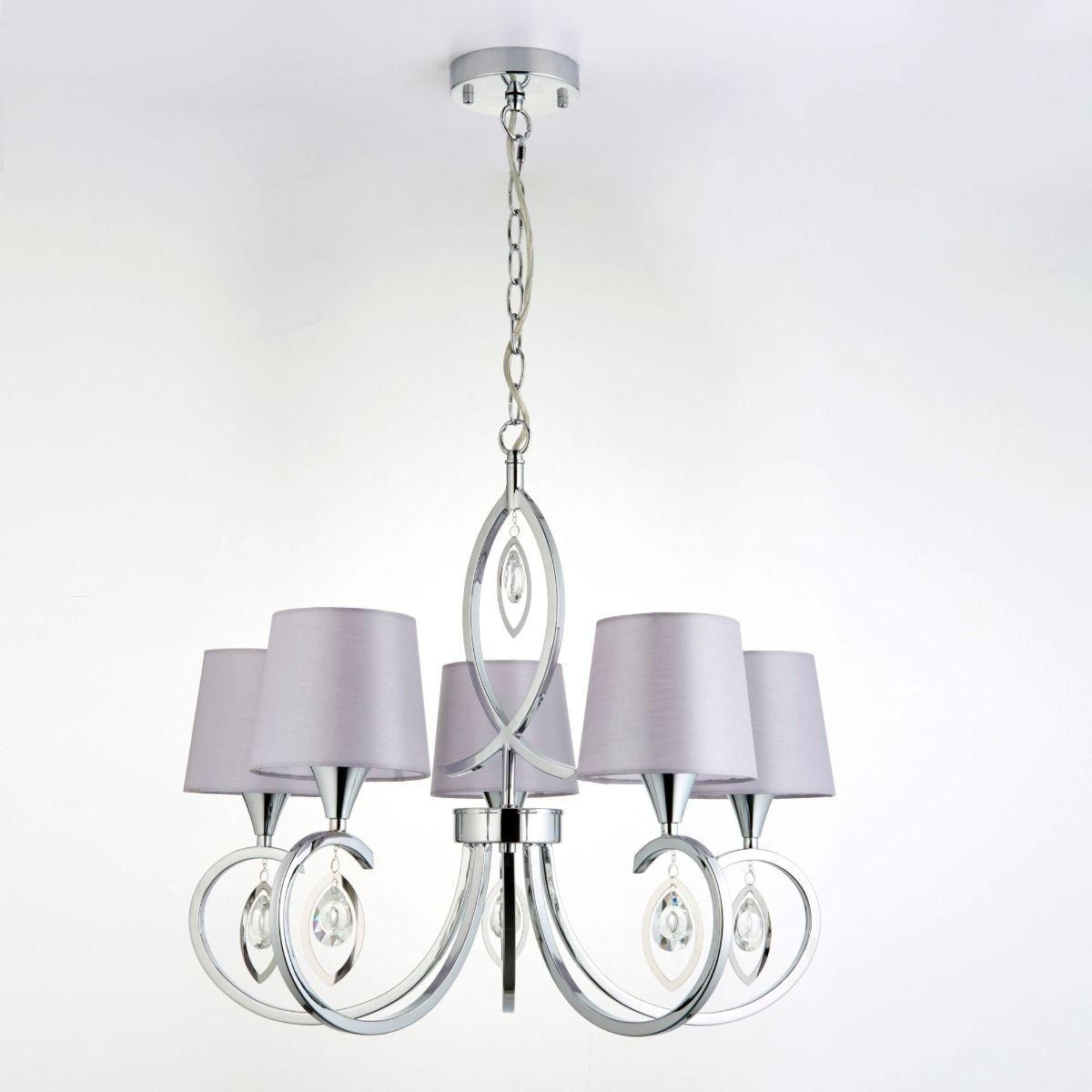 Frisselle 5 Light Pendant Chrome and Crystal Ceiling Light – image 2