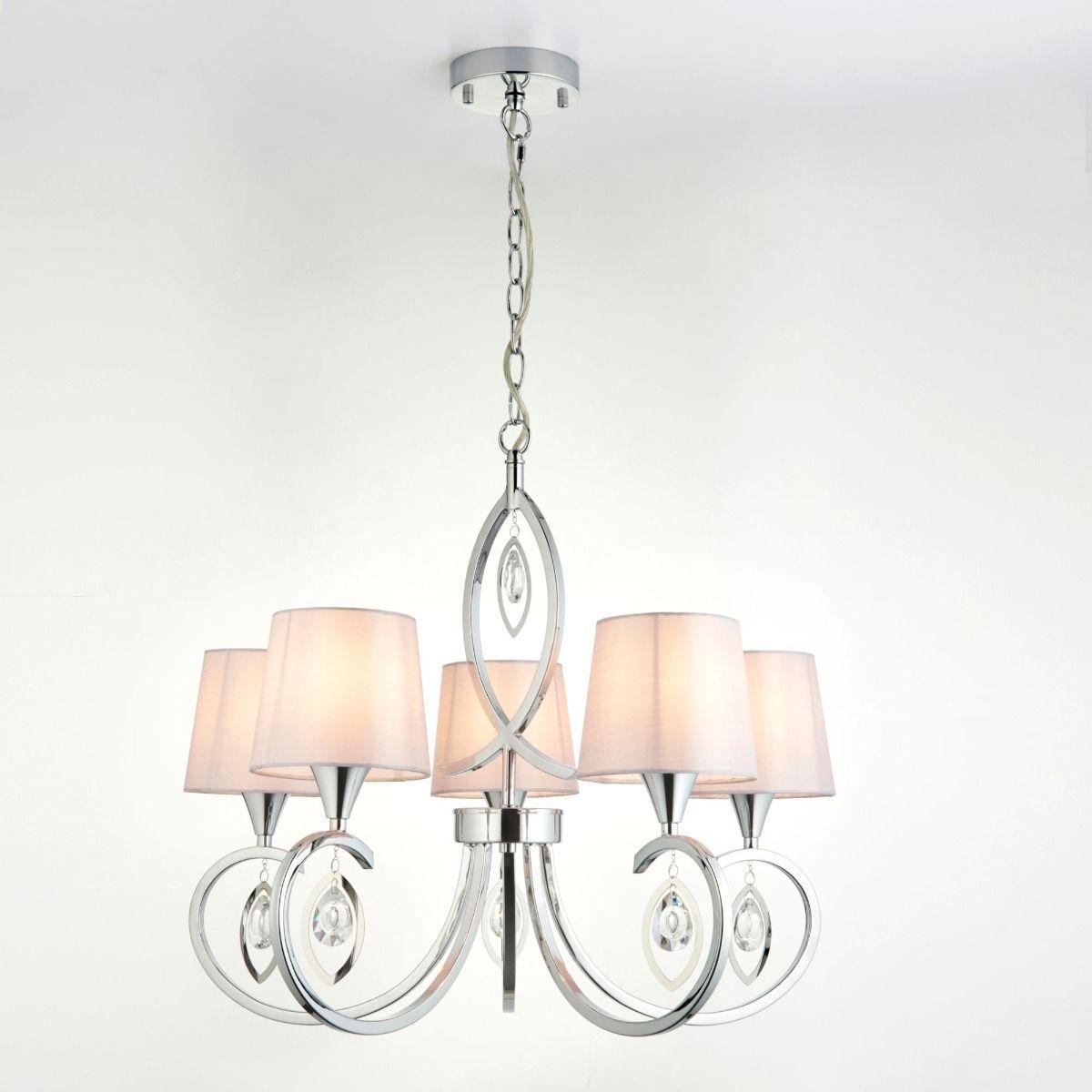 Frisselle 5 Light Pendant Chrome and Crystal Ceiling Light – image 7