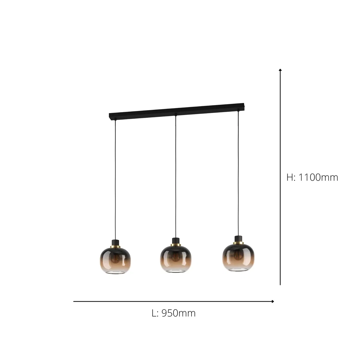 Oilella 3-Light Black & Brown Ceiling Pendant – image 4