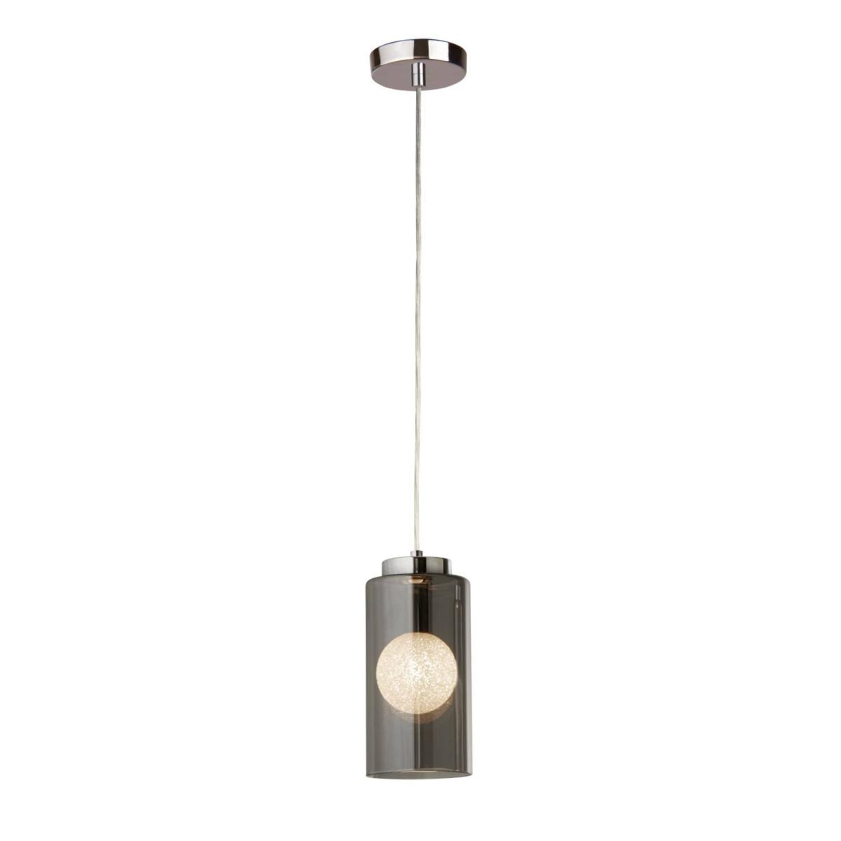 Zoya 1 Light Polished Chrome Pendant Ceiling Light with Smoked Glass Shades – image 2