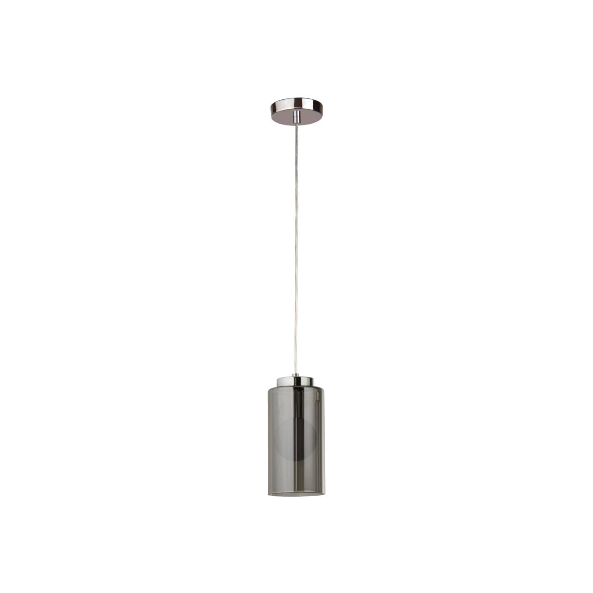 Zoya 1 Light Polished Chrome Pendant Ceiling Light with Smoked Glass Shades – image 1