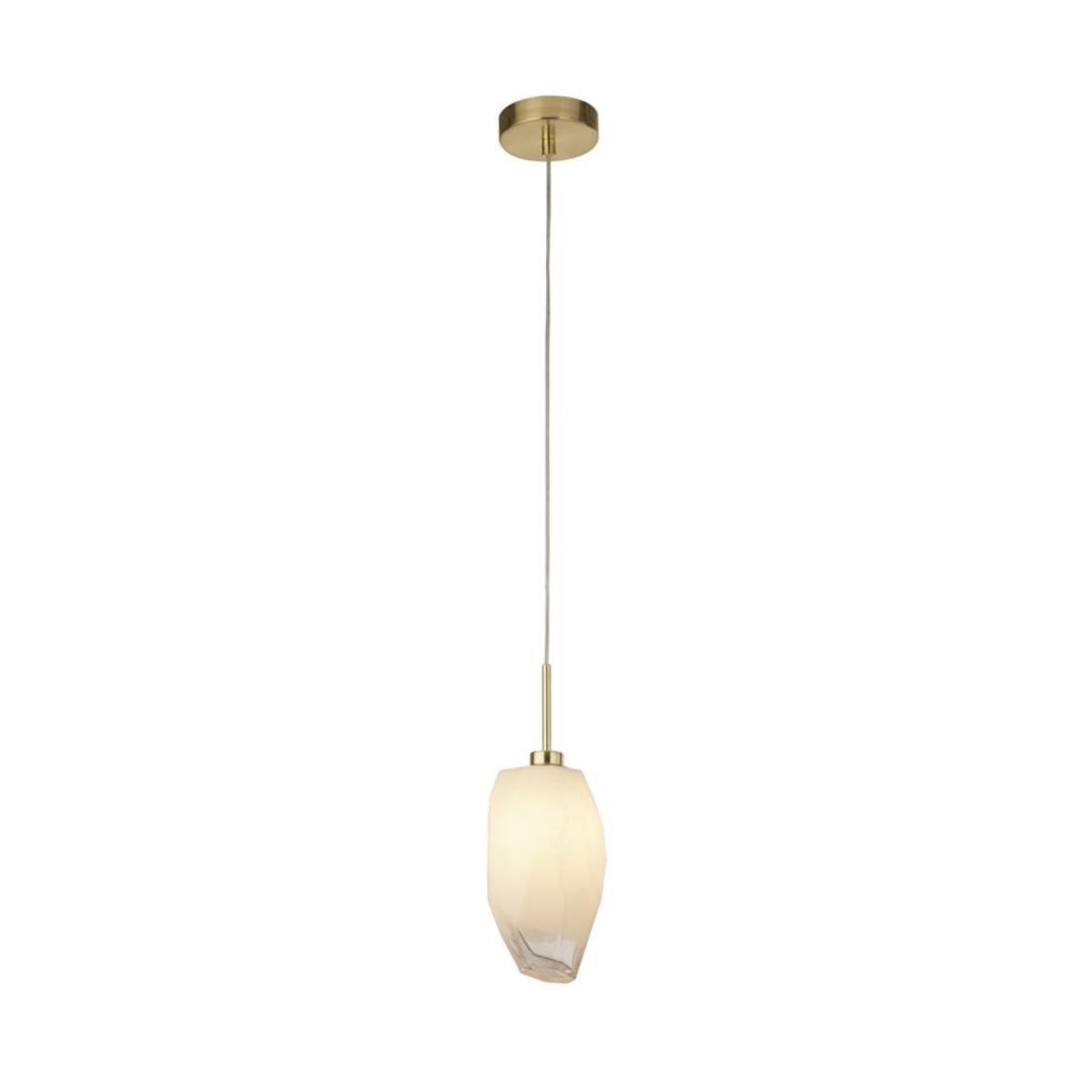 Rocky 1 Light Satin Brass & Glass Pendant Ceiling Light – image 2