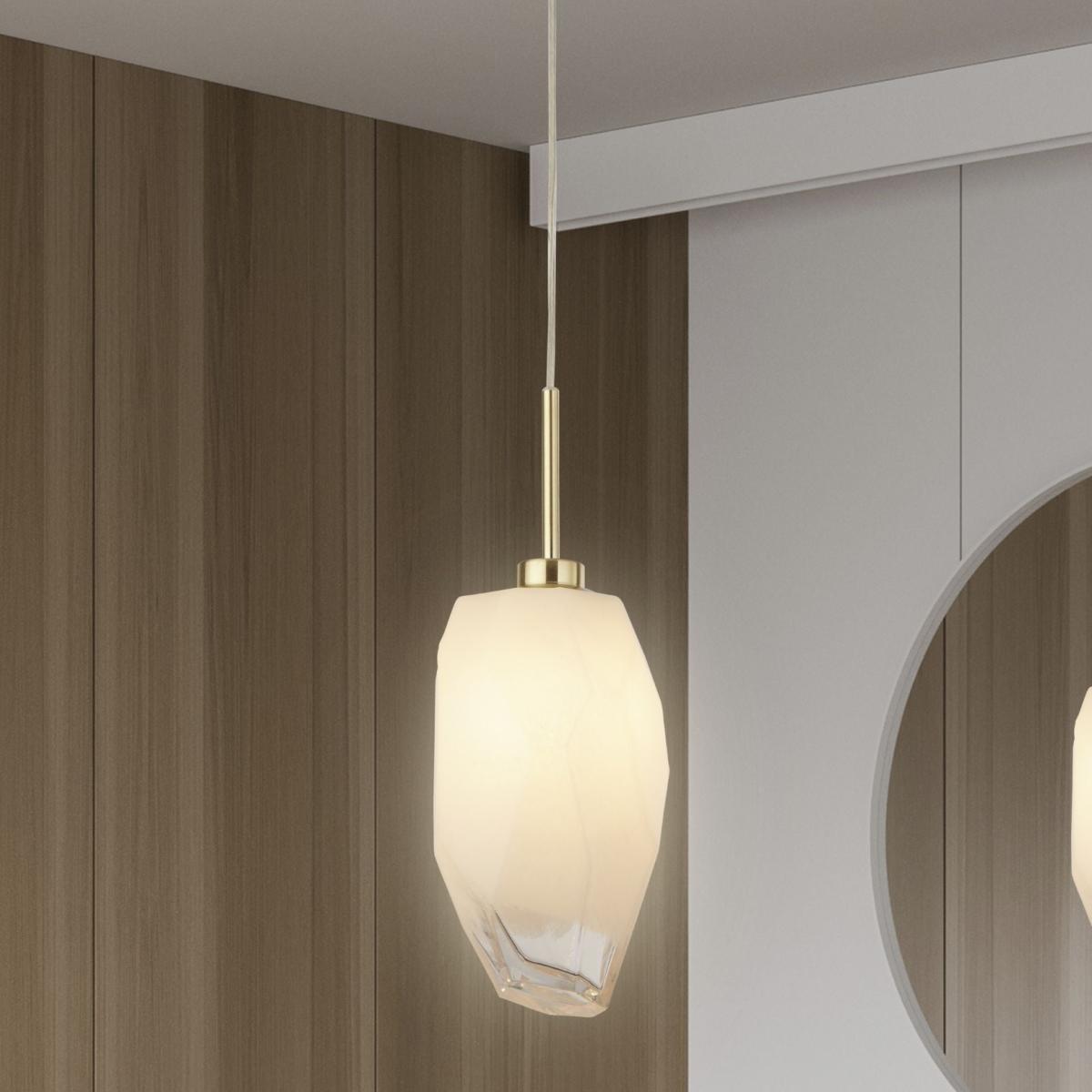 Rocky 1 Light Satin Brass & Glass Pendant Ceiling Light – image 1