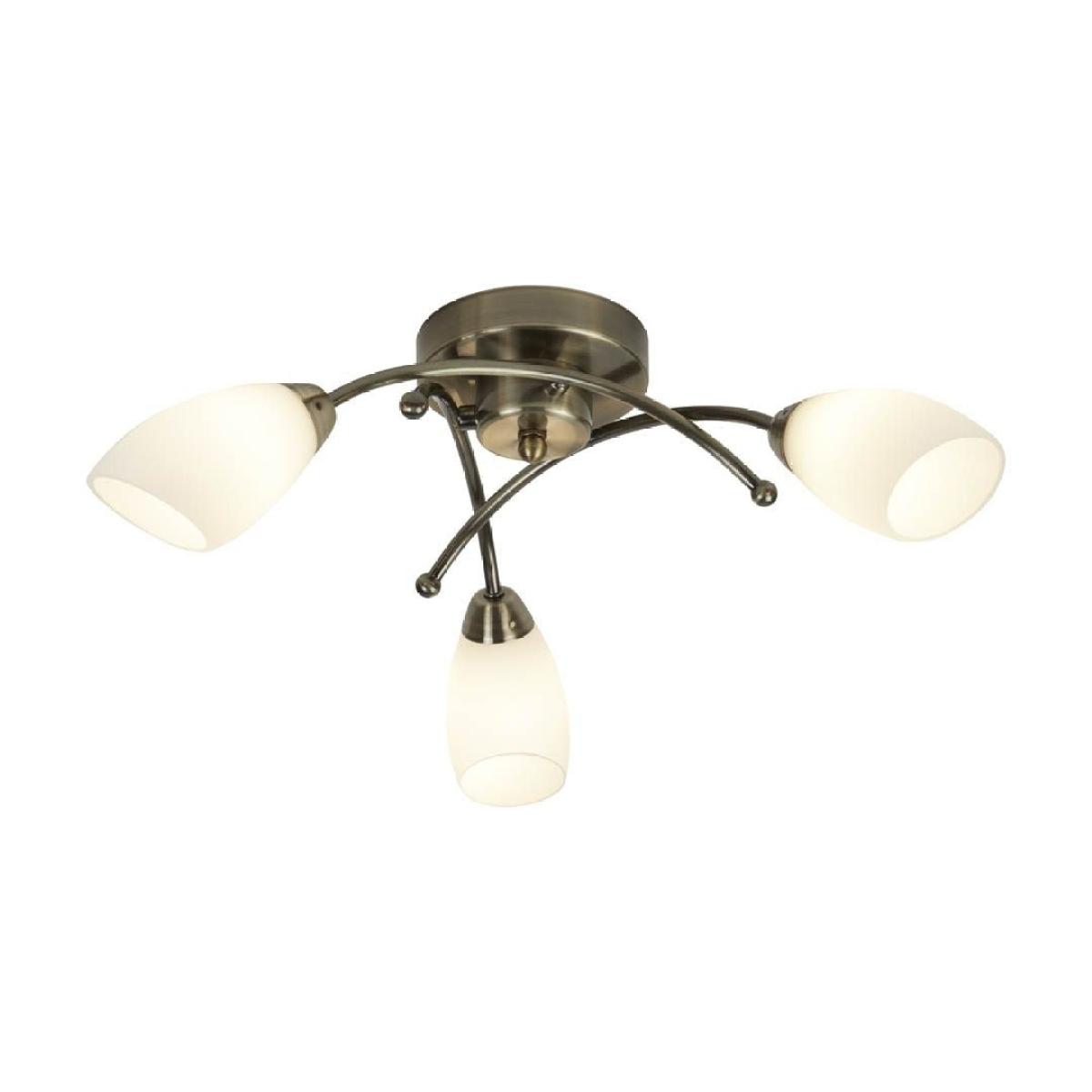 Opera 3 Light Antique Brass & Opal Glass Flush Ceiling Light – image 2