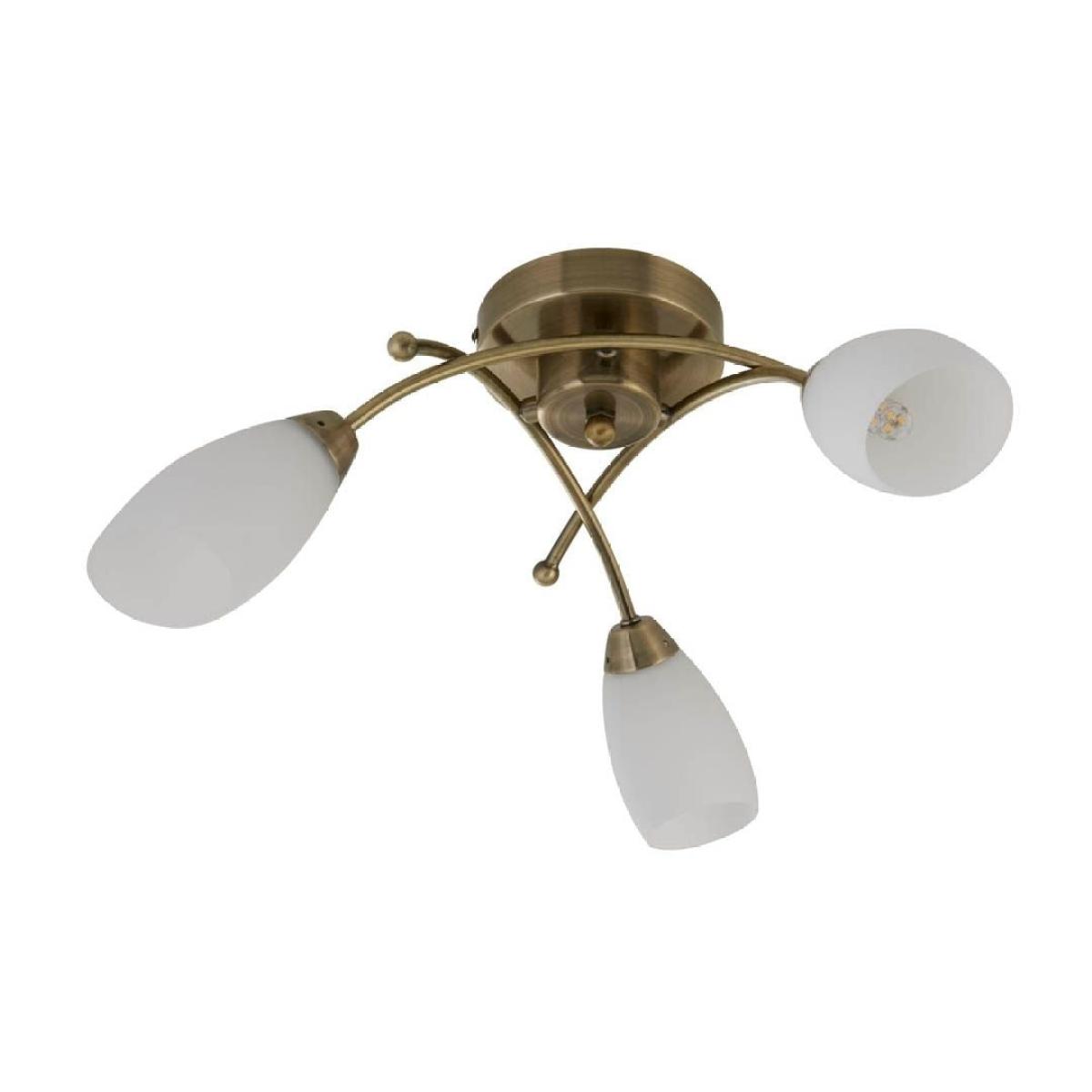 Opera 3 Light Antique Brass & Opal Glass Flush Ceiling Light – image 3