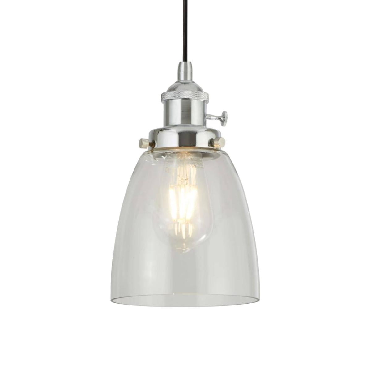 Island 1 Light Glass Pendant Ceiling Light Chrome