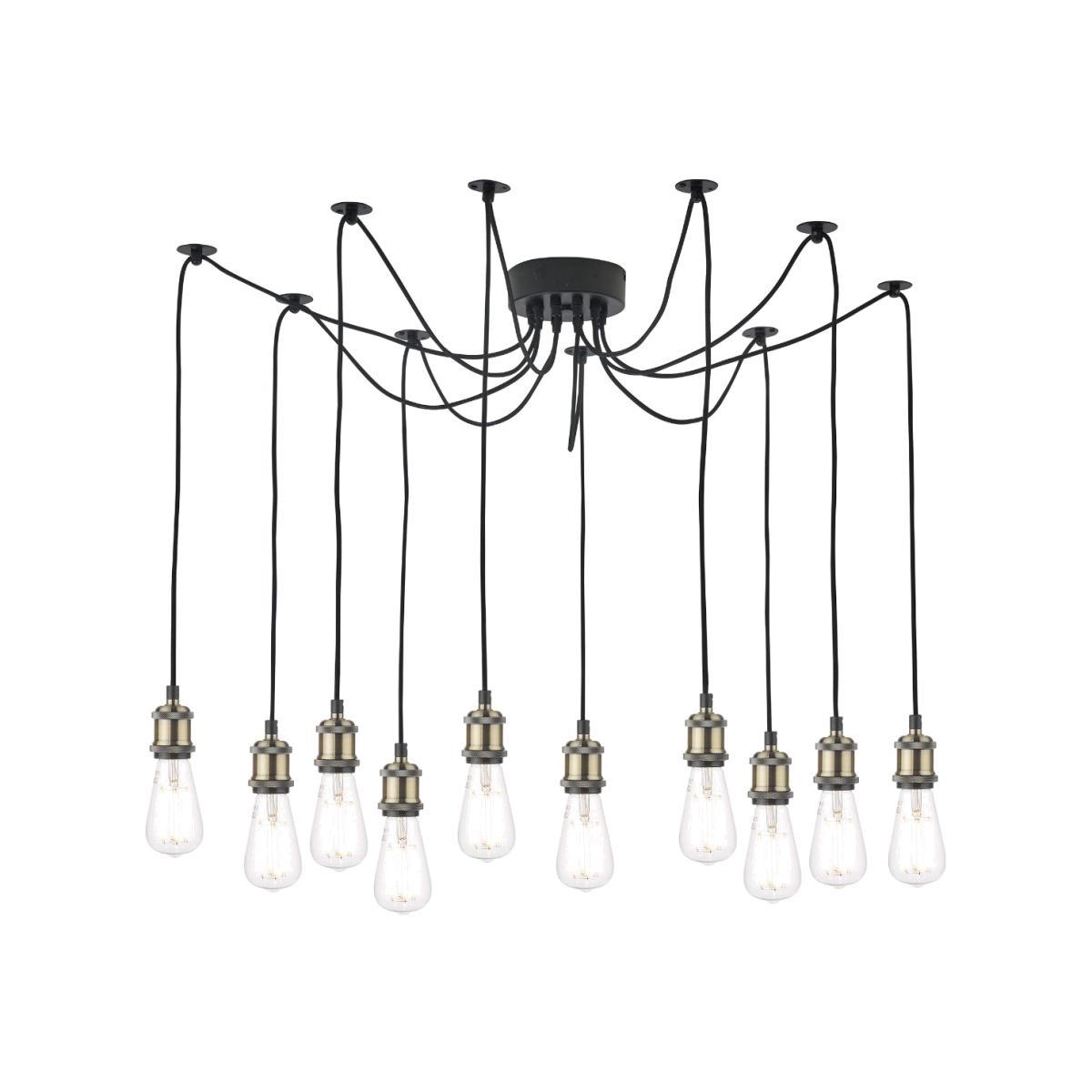 Waco 10 Light Antique Brass Pendant Ceiling Light