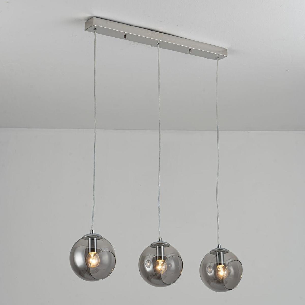 Nia Chrome Smoke 3-Light Pendant Bar – image 1