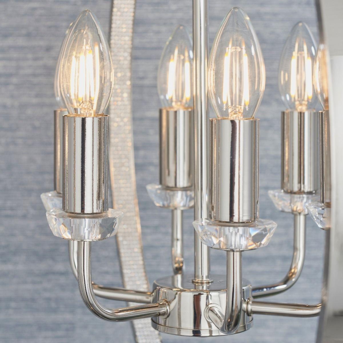 Ritz 6 Light Nickel and Crystal Ceiling Pendant – image 3