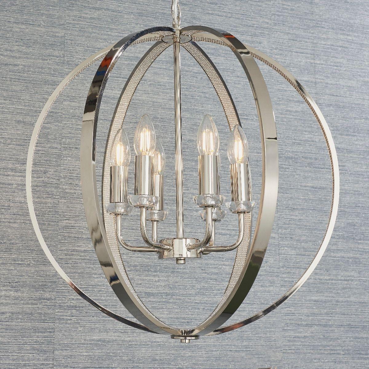 Ritz 6 Light Nickel and Crystal Ceiling Pendant – image 4