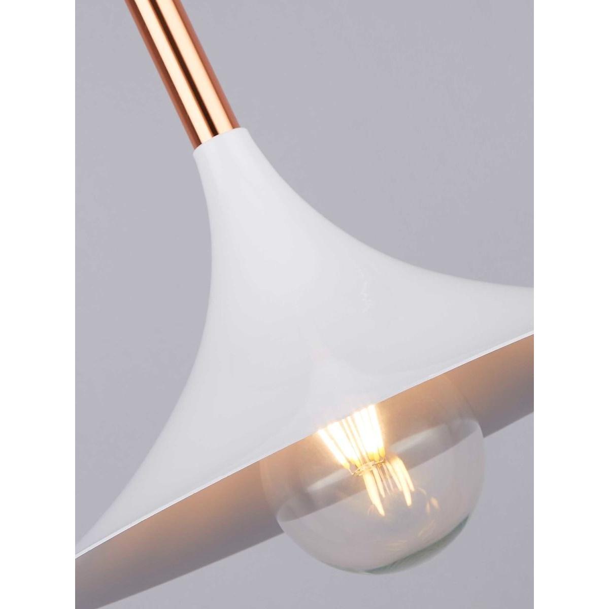 Small White & Copper 1 Light Ceiling Pendant – image 2