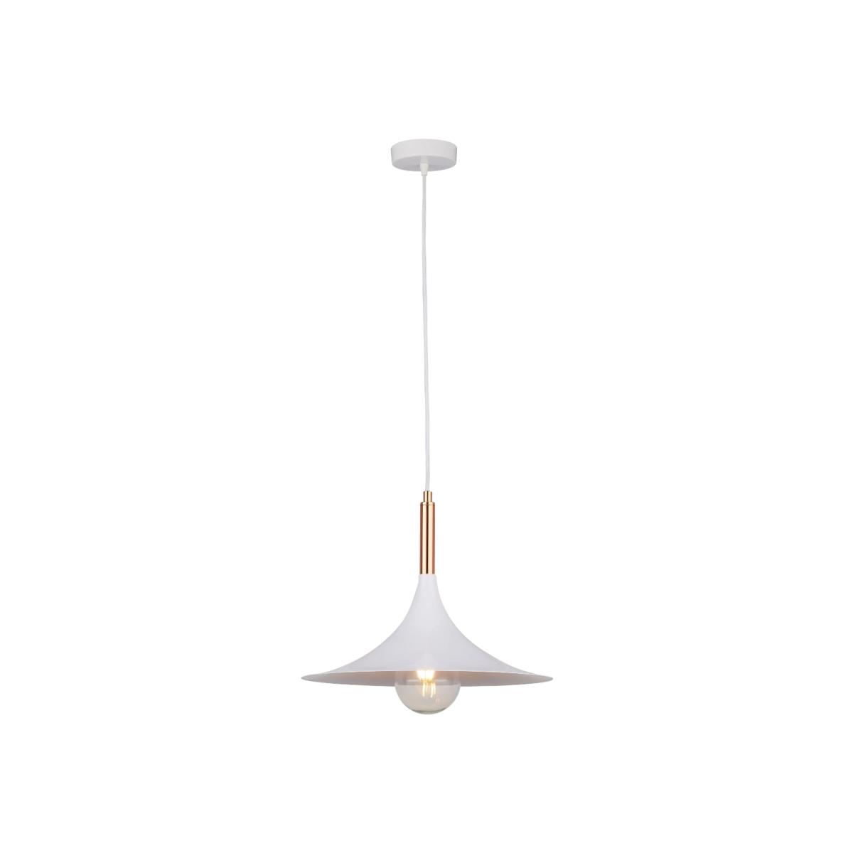 Small White & Copper 1 Light Ceiling Pendant – image 1