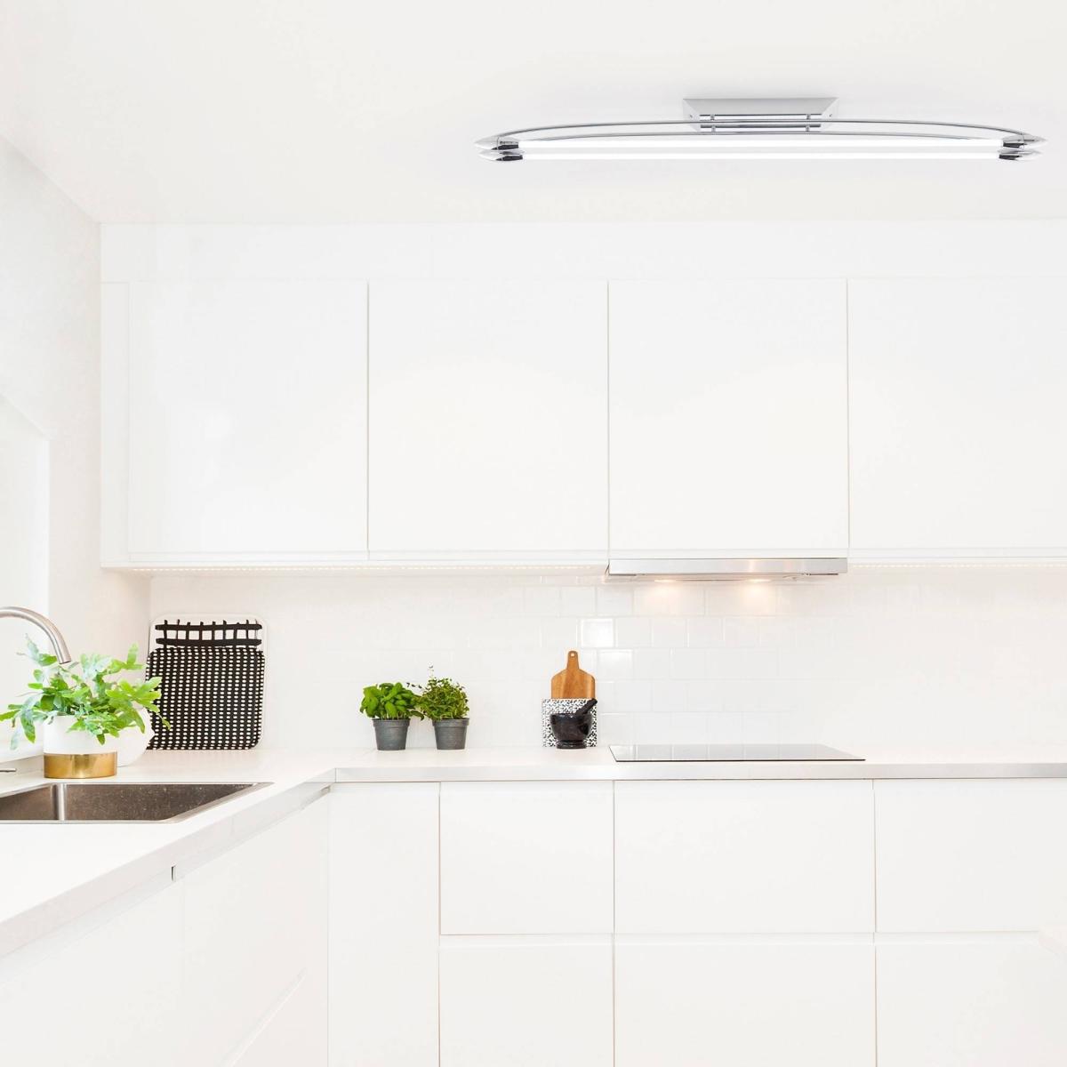 Harper LED 2 Light Flush Ceiling Light Chrome & Opal Glass Large – image 6