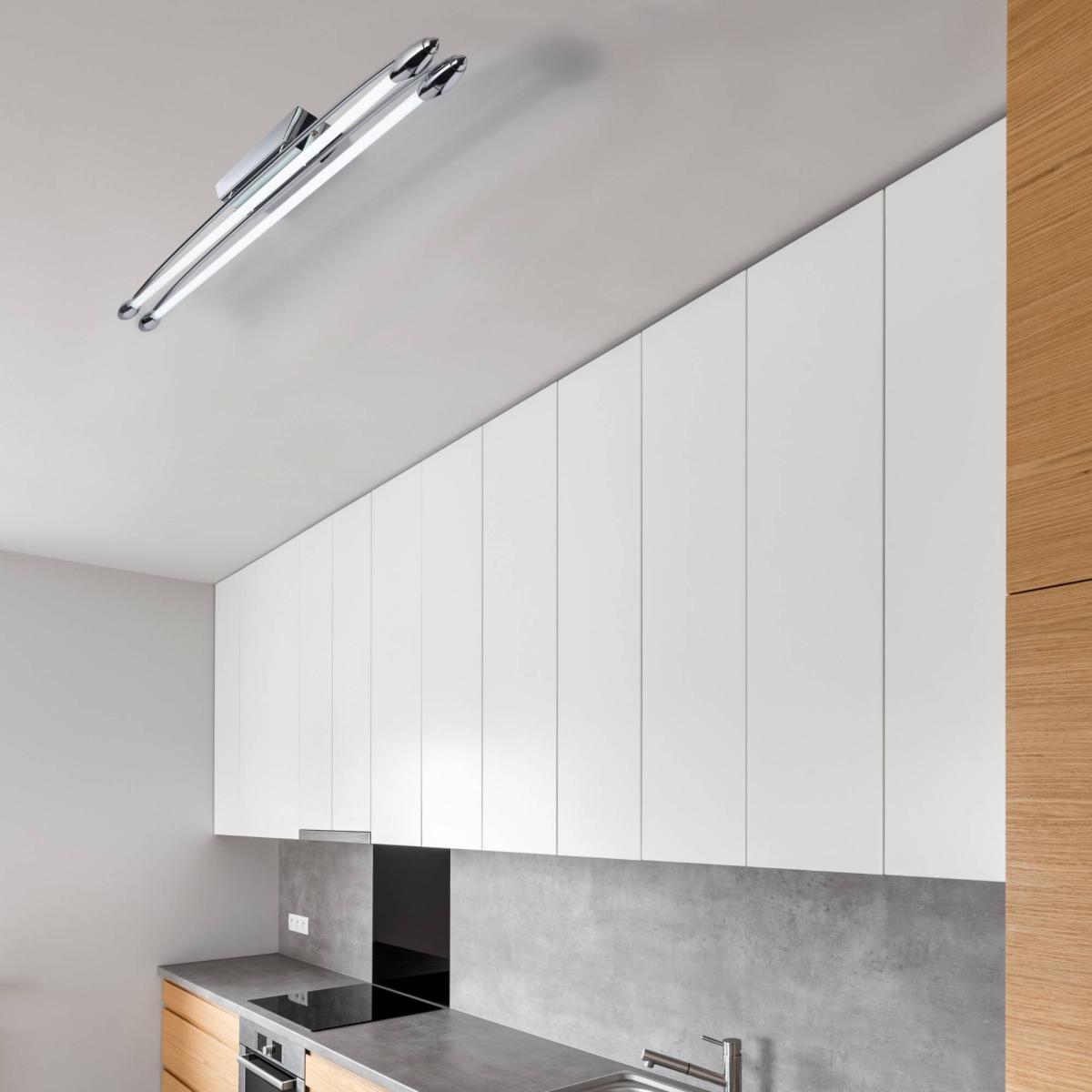 Harper LED 2 Light Flush Ceiling Light Chrome & Opal Glass Large – image 1