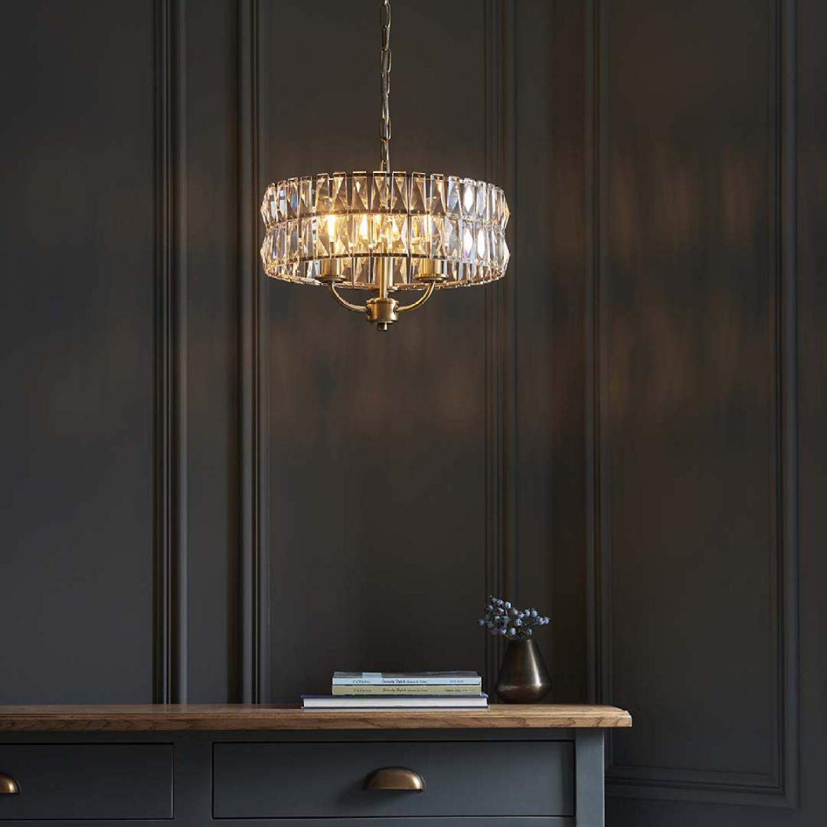 Clifton 3-Light Antique Brass Small Pendant – image 2