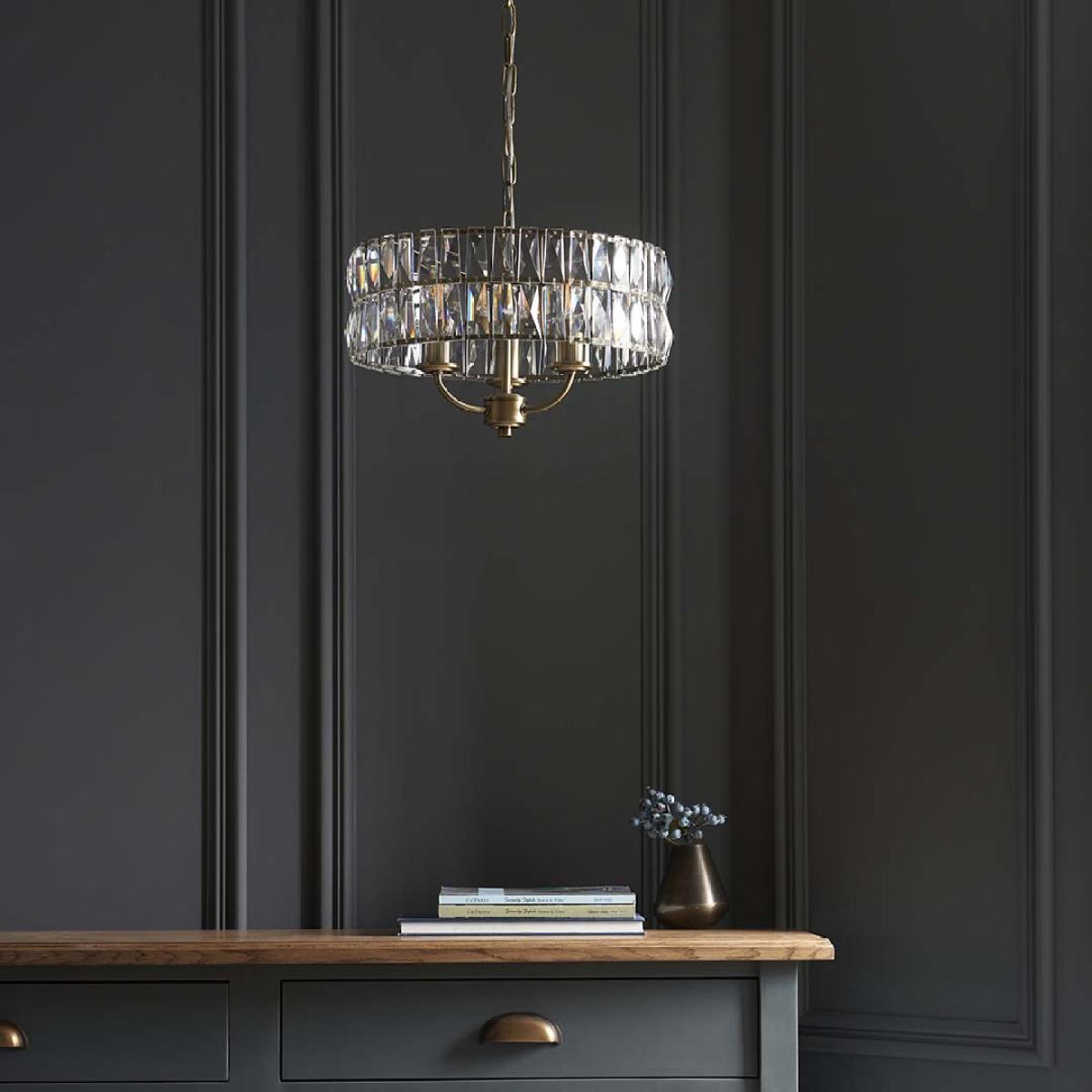 Clifton 3-Light Antique Brass Small Pendant – image 3