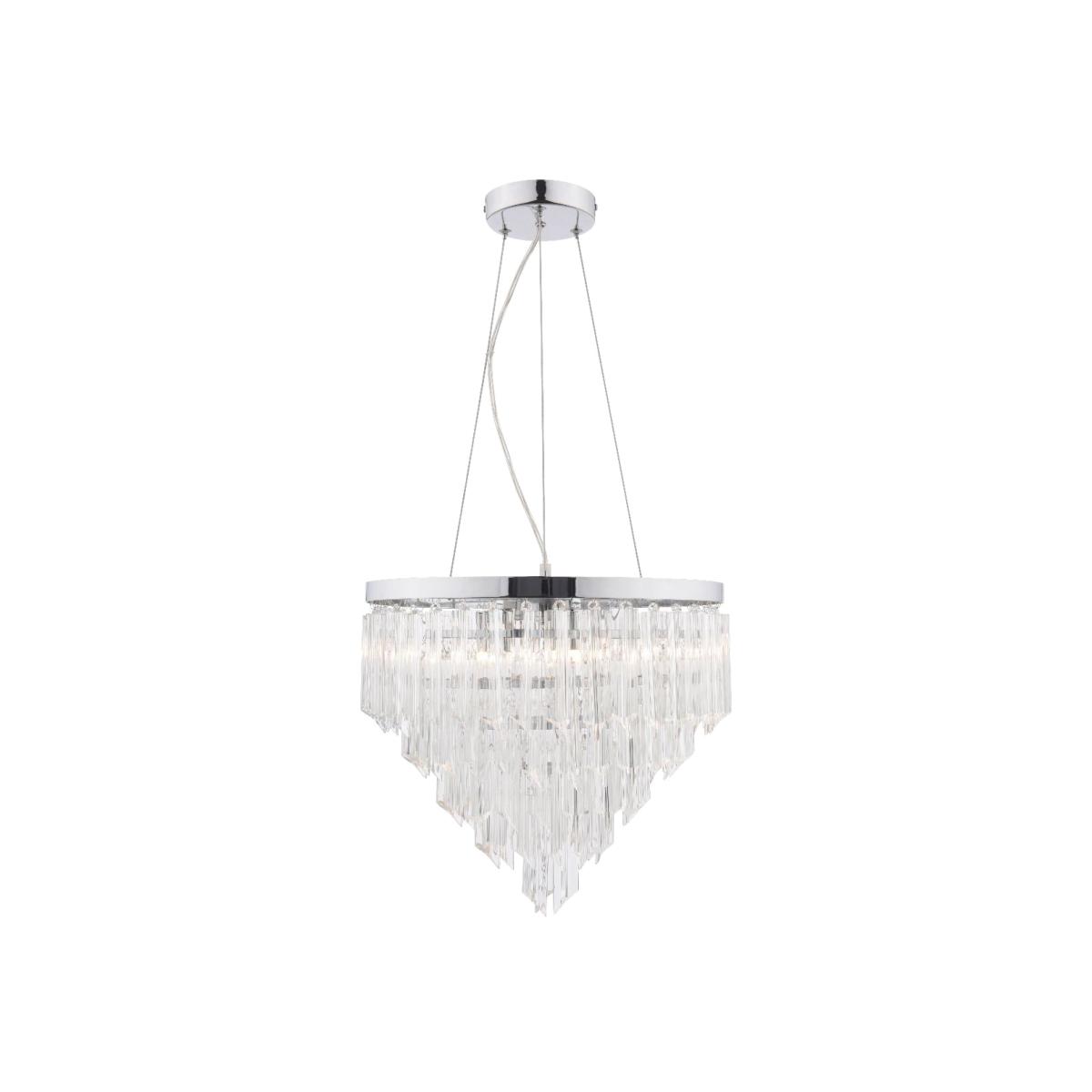 Sagan Clear Glass and Polished Chrome 140cm 5 Light Pendant Light