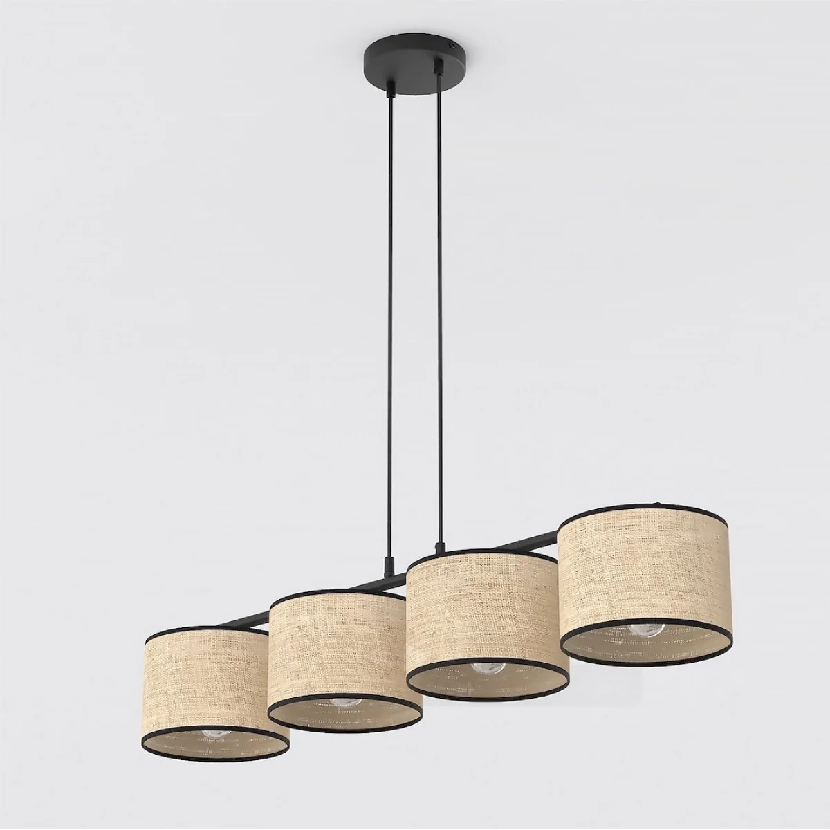Eco 4 Light Linear Pendant Black & Rattan – image 6