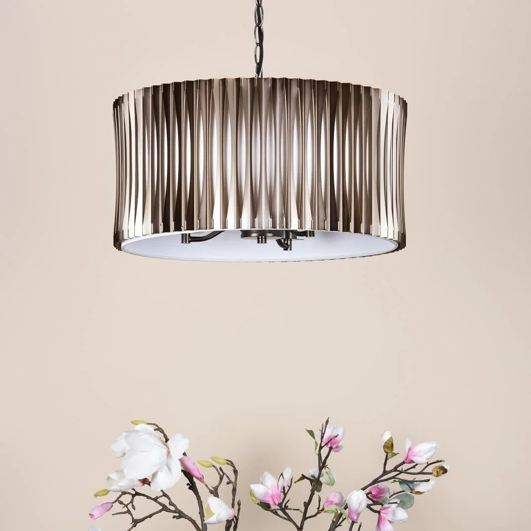 Netra 3 Light Satin Bronze & Ivory Pendant – image 2